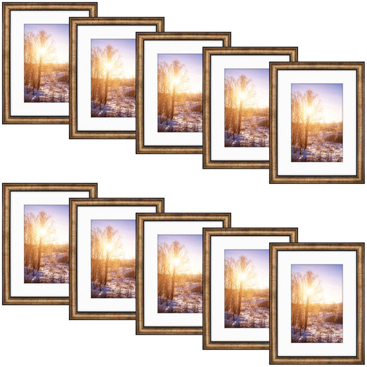 12x16 Picture Frame for 8x12 Picture Black Trim Gold Color (10 Pcs per Box)