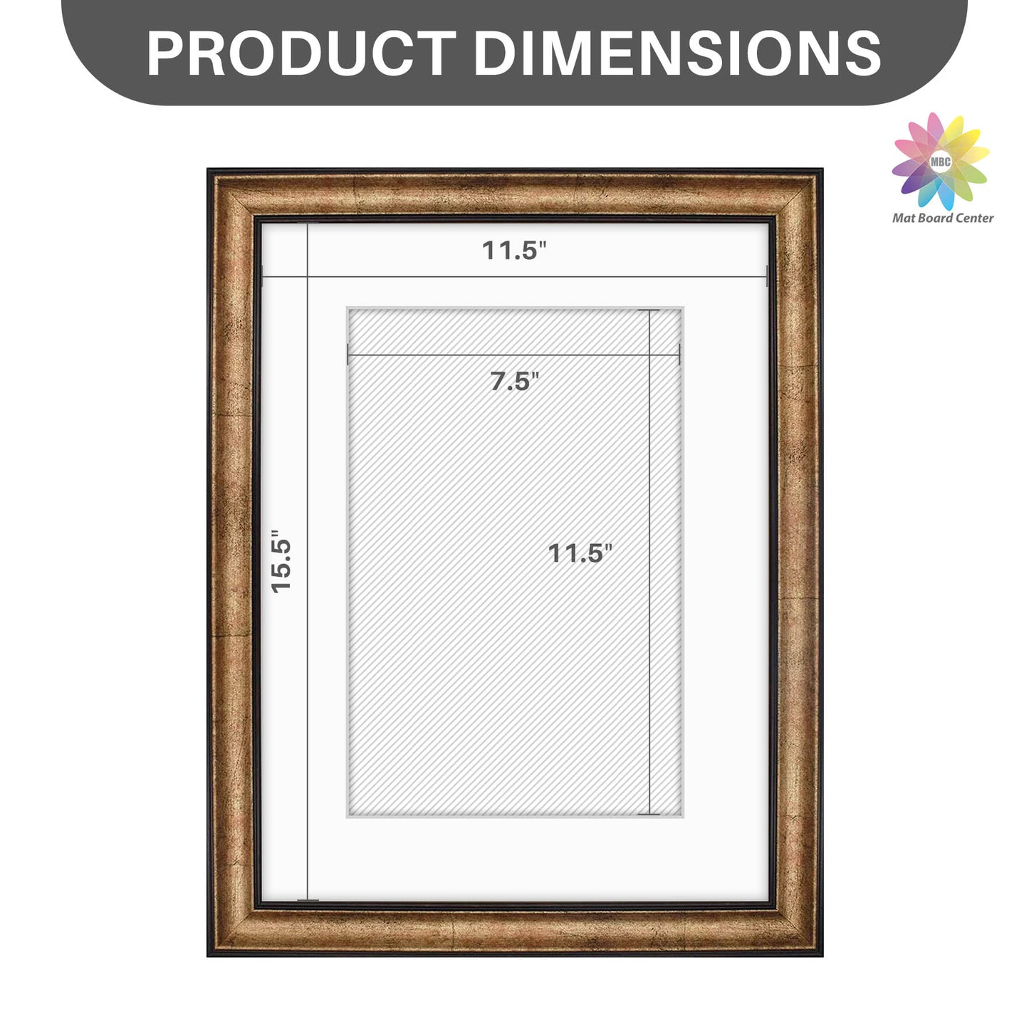 12x16 Picture Frame for 8x12 Picture Black Trim Gold Color (10 Pcs per Box)