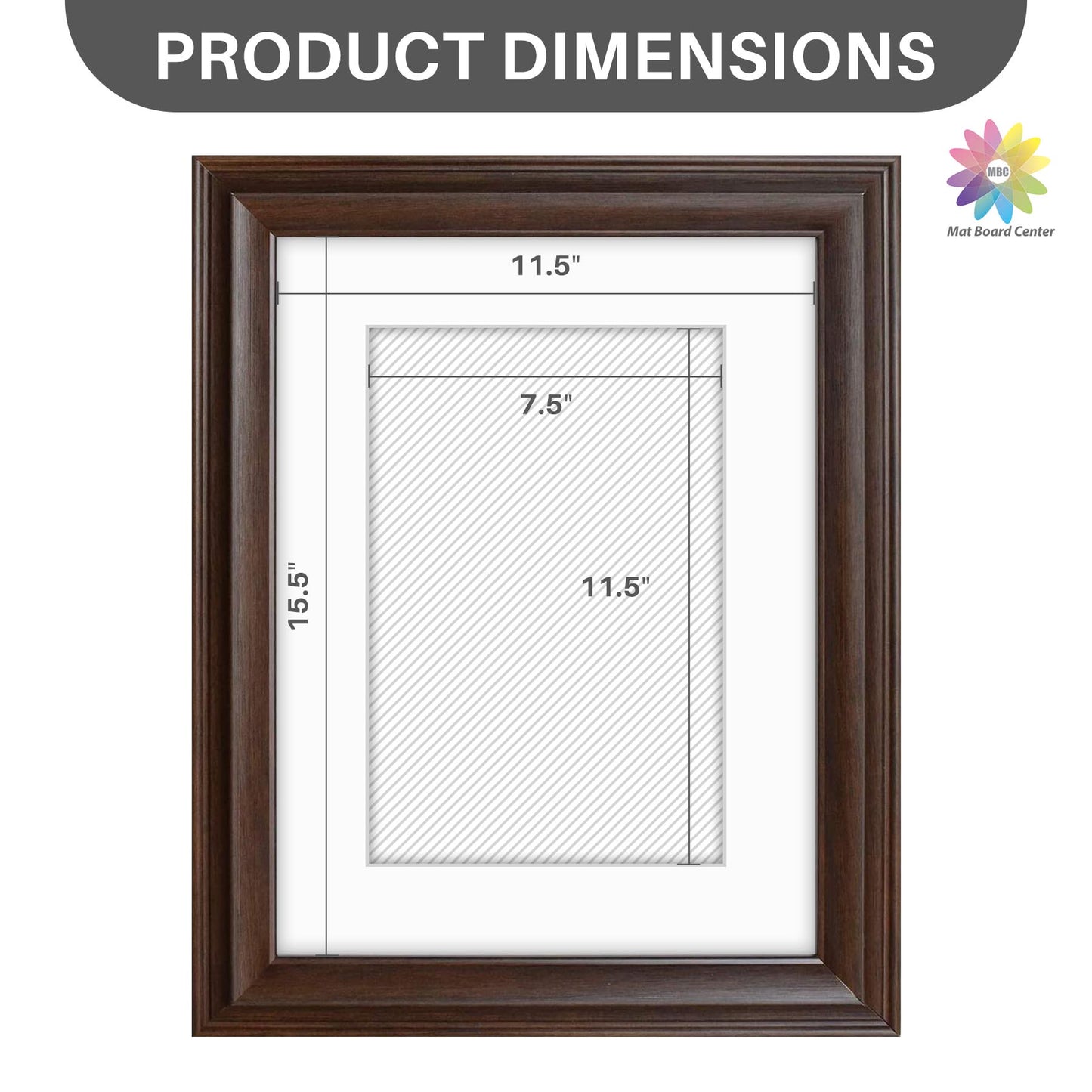12x16 Picture Frame with White Mat for 8x12 Photo Brown Color (8 Pcs per Box)