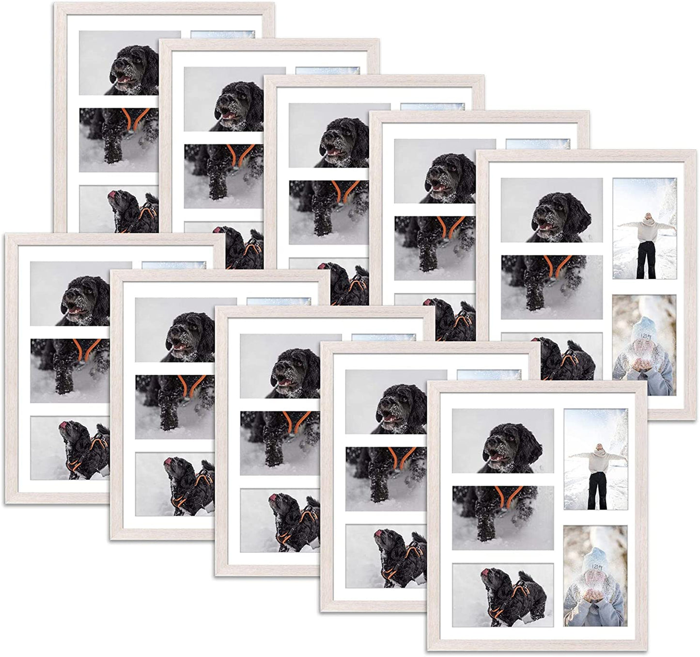 Clearance 11x14 Collage Picture Frames for Five 4x6 Pictures Wood Frame(10 Pcs per Box) Distressed White
