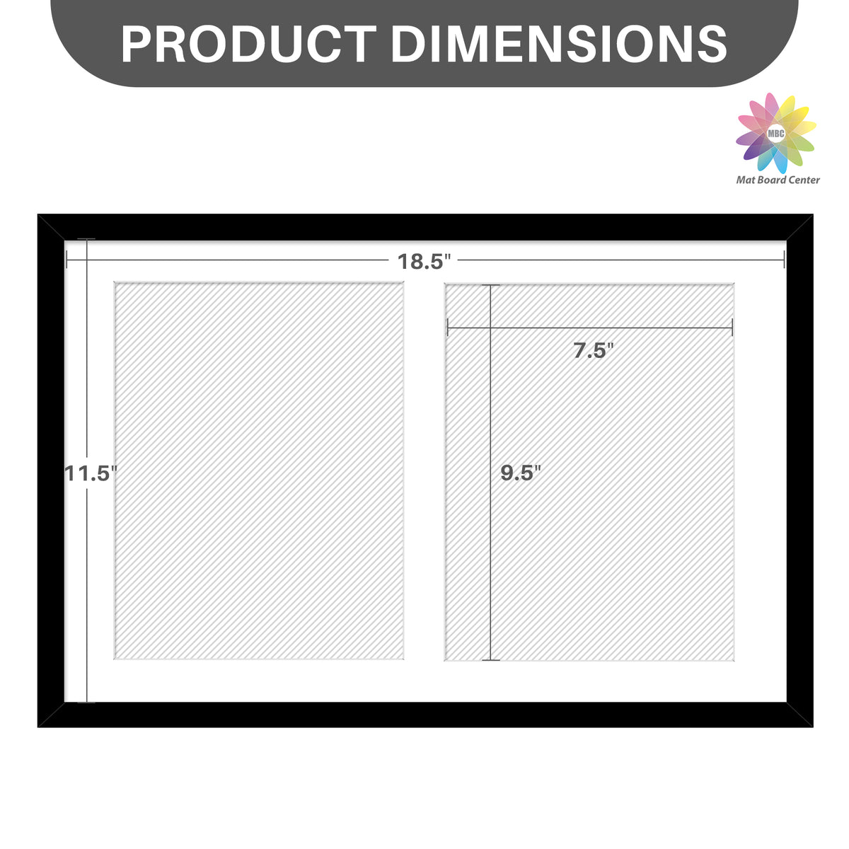 12x19 Black Wood Picture Frame Displays Two 8x10 Photo (8 Pcs Per Box)