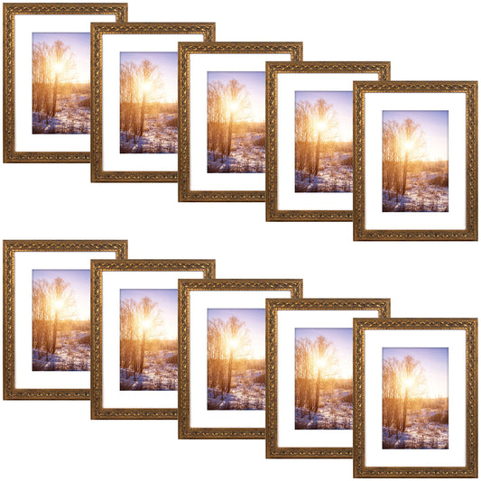 12x16 Ornate Photo Frame with White Mat for 8x12 Photo Bronze Color (10 Pcs per Box)