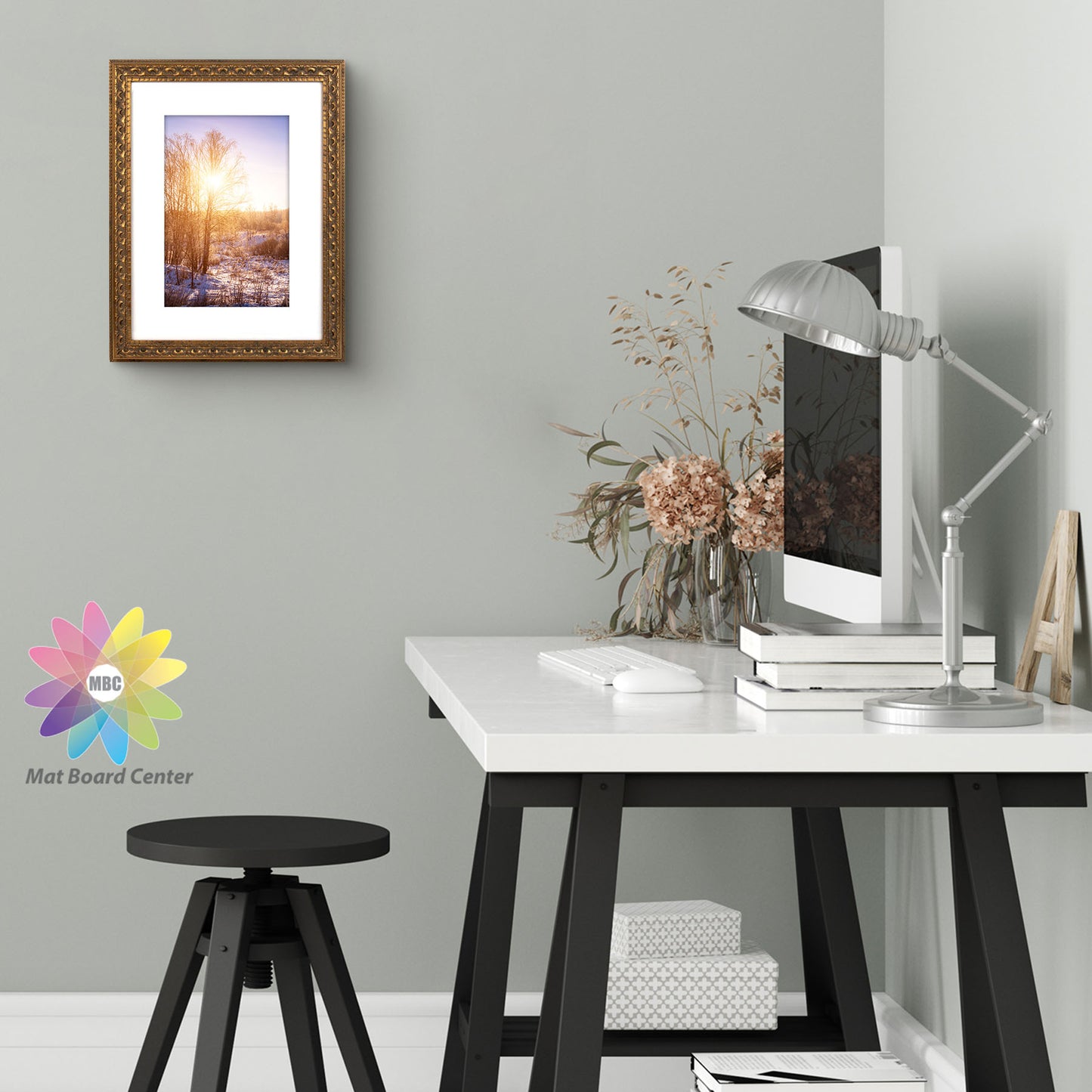 12x16 Ornate Photo Frame with White Mat for 8x12 Photo Bronze Color (10 Pcs per Box)