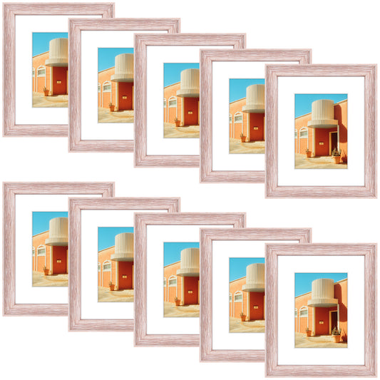 8x10 Picture Frame with White Mat and Plexiglass (10 Pcs Per Box) Pink