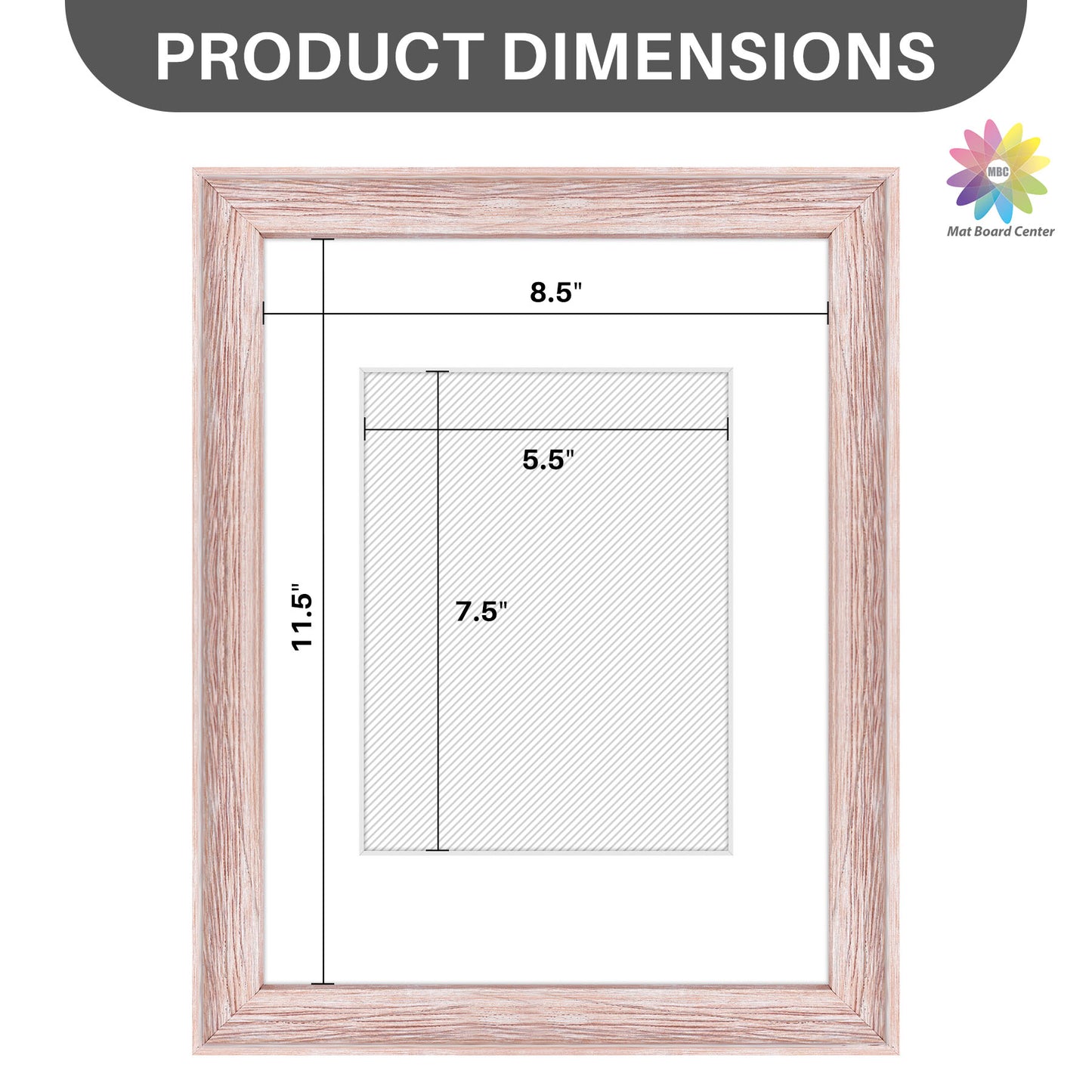 9x12 Picture Frame for 6x8 Photo with White Mat and Plexiglass (12 Pcs Per Box)