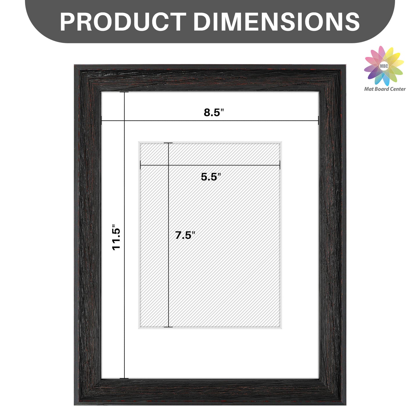 9x12 Picture Frame for 6x8 Photo with White Mat and Plexiglass (12 Pcs Per Box)