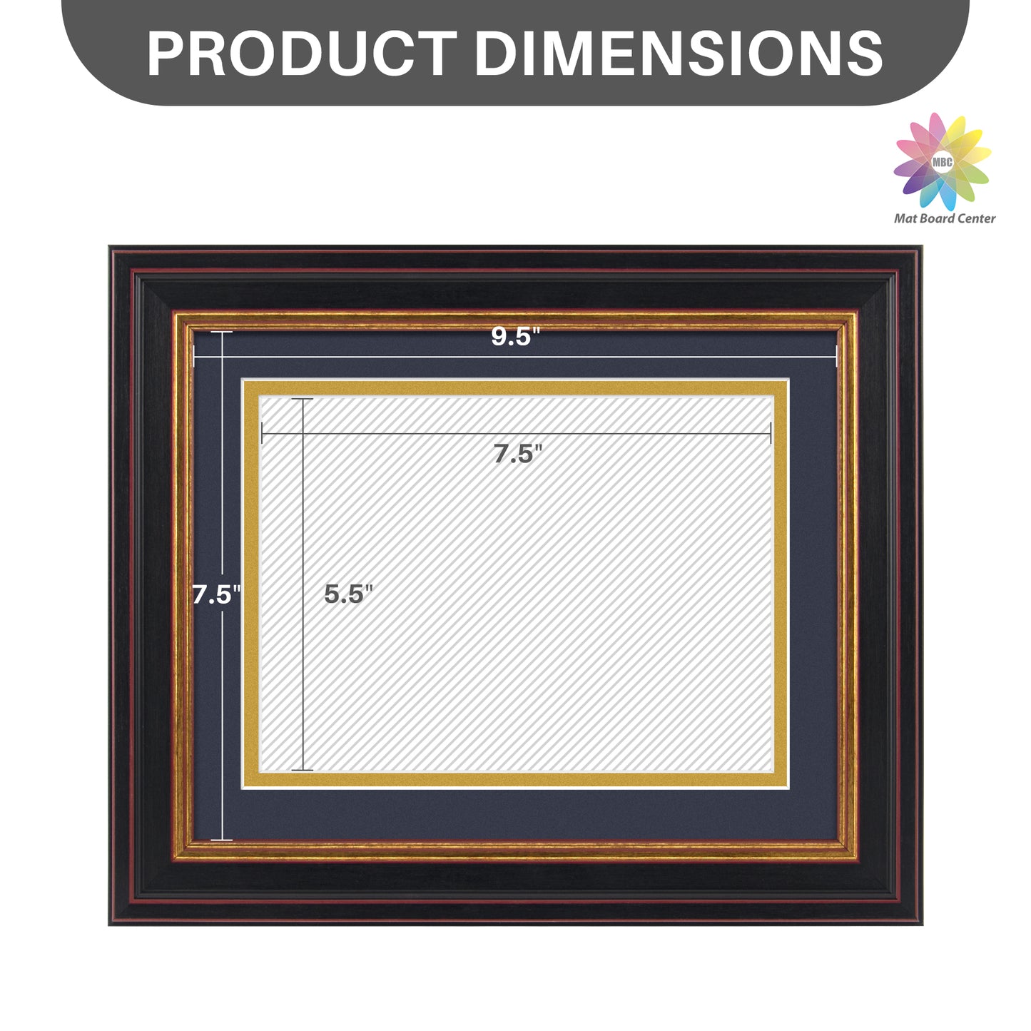 8x10 Diploma Frame for 6x8 with Double Mat and Real Glass Black Gold & Burgundy (10 Pcs per Box)