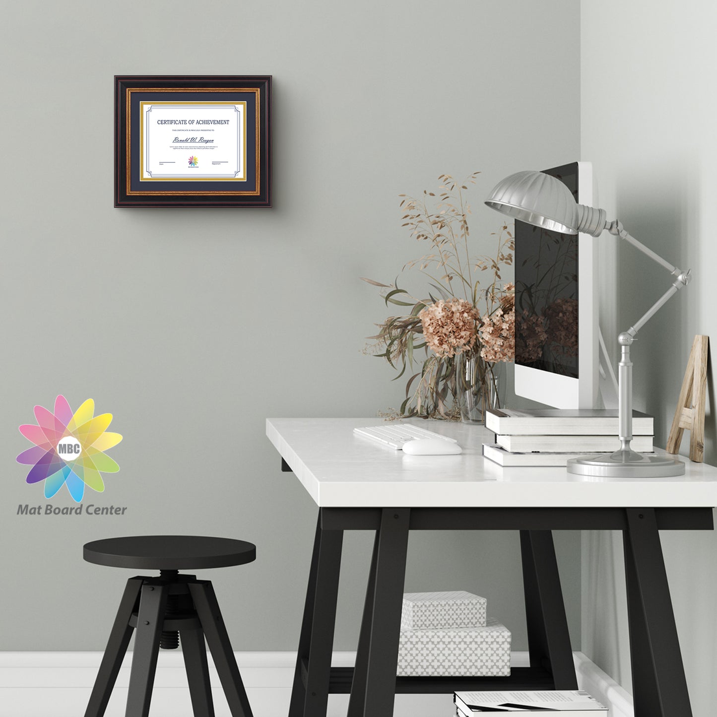 8x10 Diploma Frame for 6x8 with Double Mat and Real Glass Black Gold & Burgundy (10 Pcs per Box)