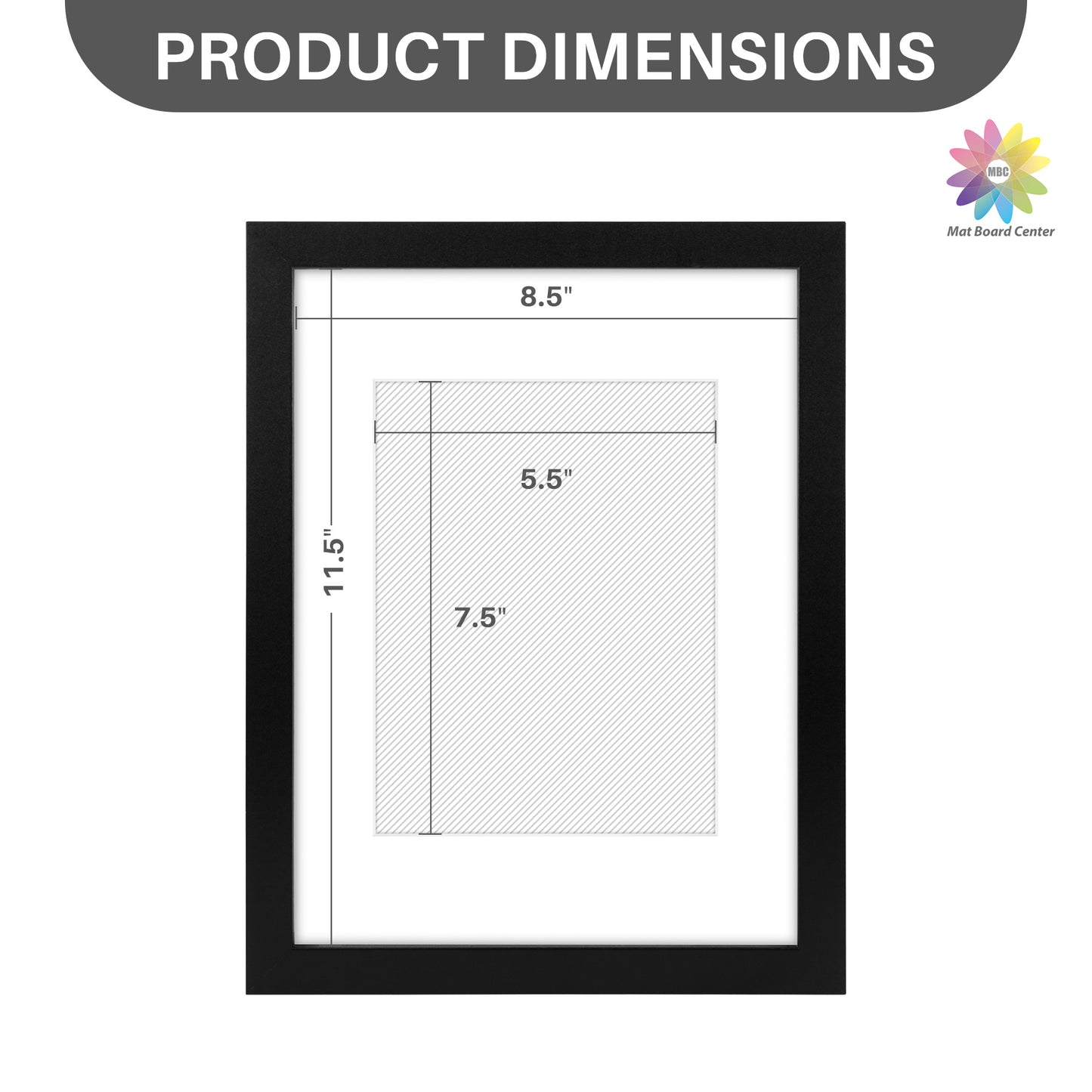 9x12 Picture Frame for 6x8 photo With White Mat Black Color (18 Pcs Per Box)