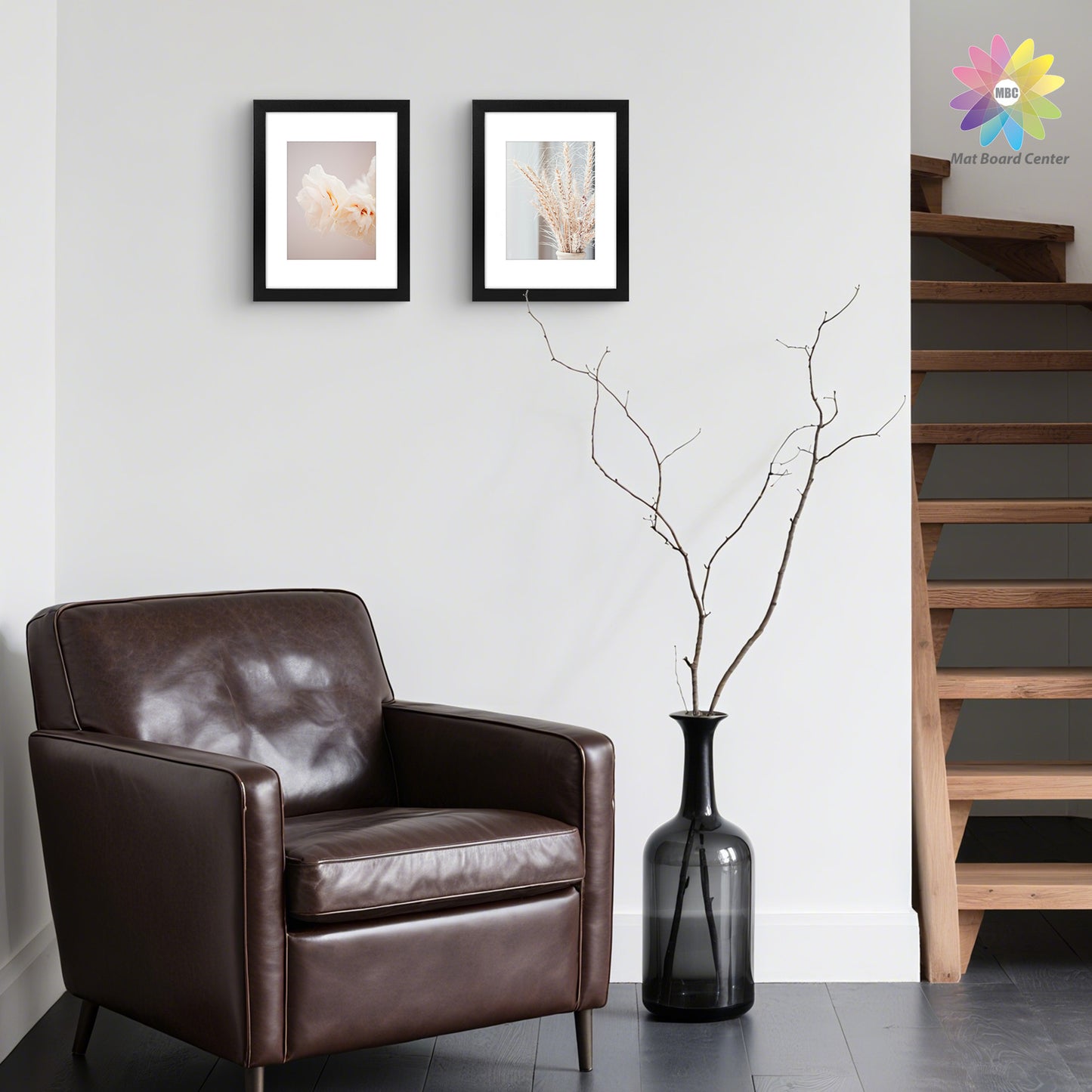 9x12 Picture Frame for 6x8 photo With White Mat Black Color (18 Pcs Per Box)