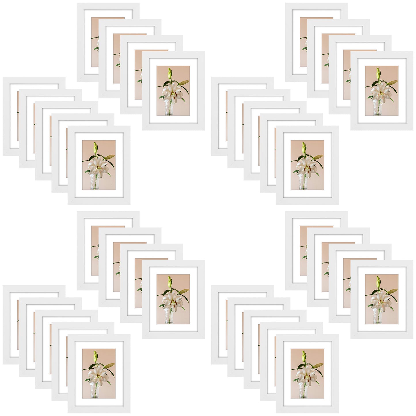 Clearance 6x8 Picture Frame for 4x6 Photo with White Mat and Plexiglass (36 Pcs Per Box) White