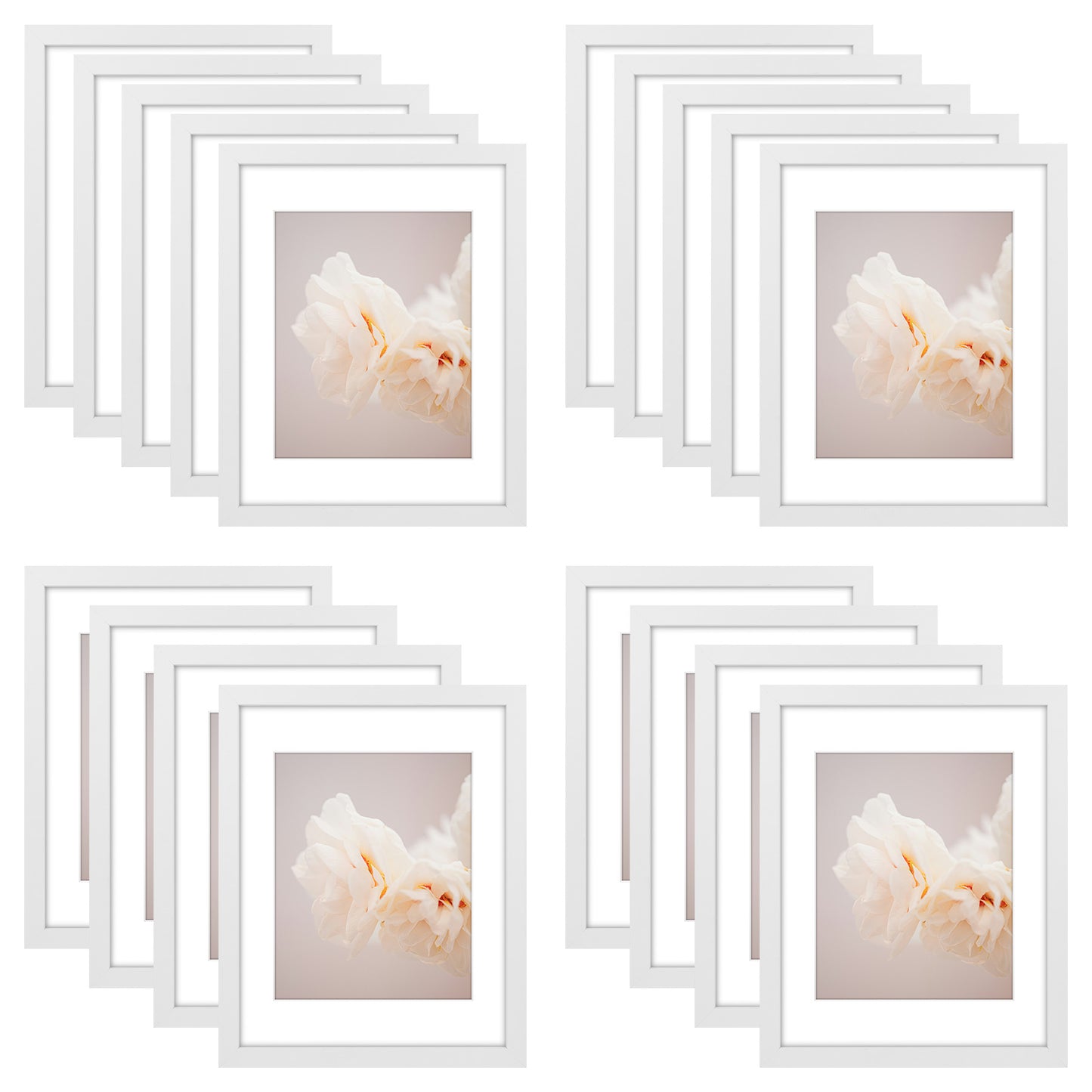 11x14 Picture Frame for 8x10 photo With White Mat (18 Pcs Per Box) White