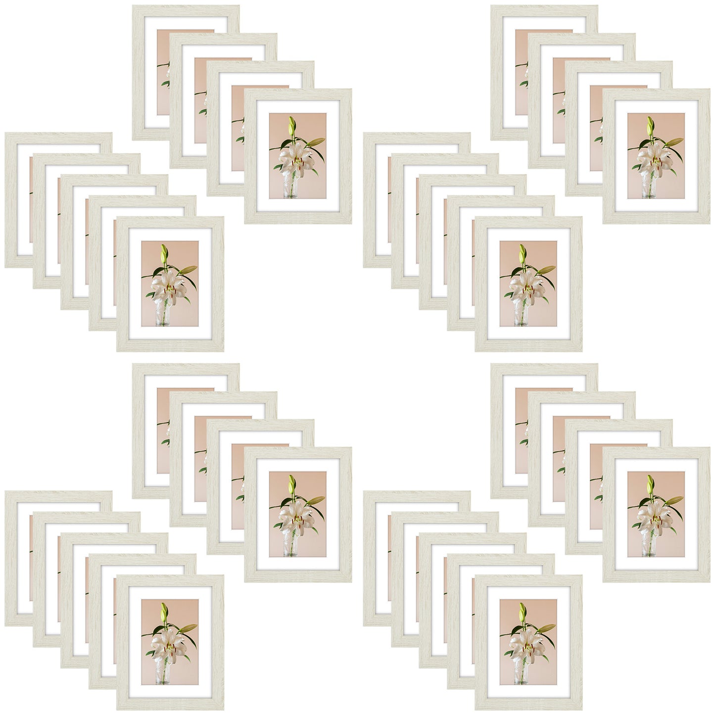 Clearance 6x8 Picture Frame for 4x6 Photo with White Mat and Plexiglass (36 Pcs Per Box) Grey