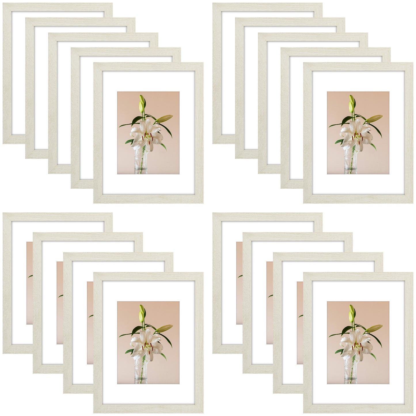 Clearance 9x12 Picture Frames for 6x8 Photo with White Mat and Plexiglass (18 Pcs Per Box) Grey