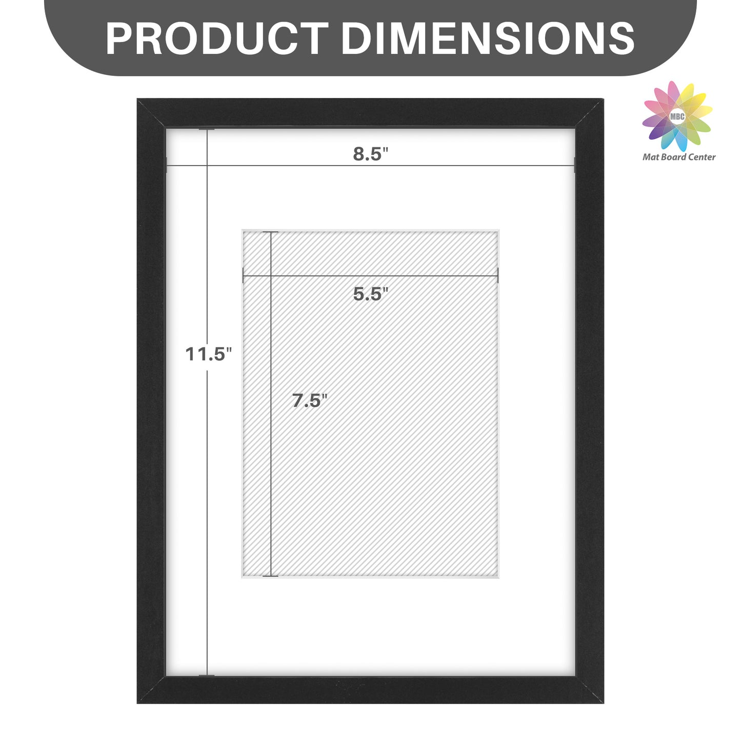 9x12 Picture Frame for 6x8 Photo with White Mat and Plexiglass (16 Pcs per Box)