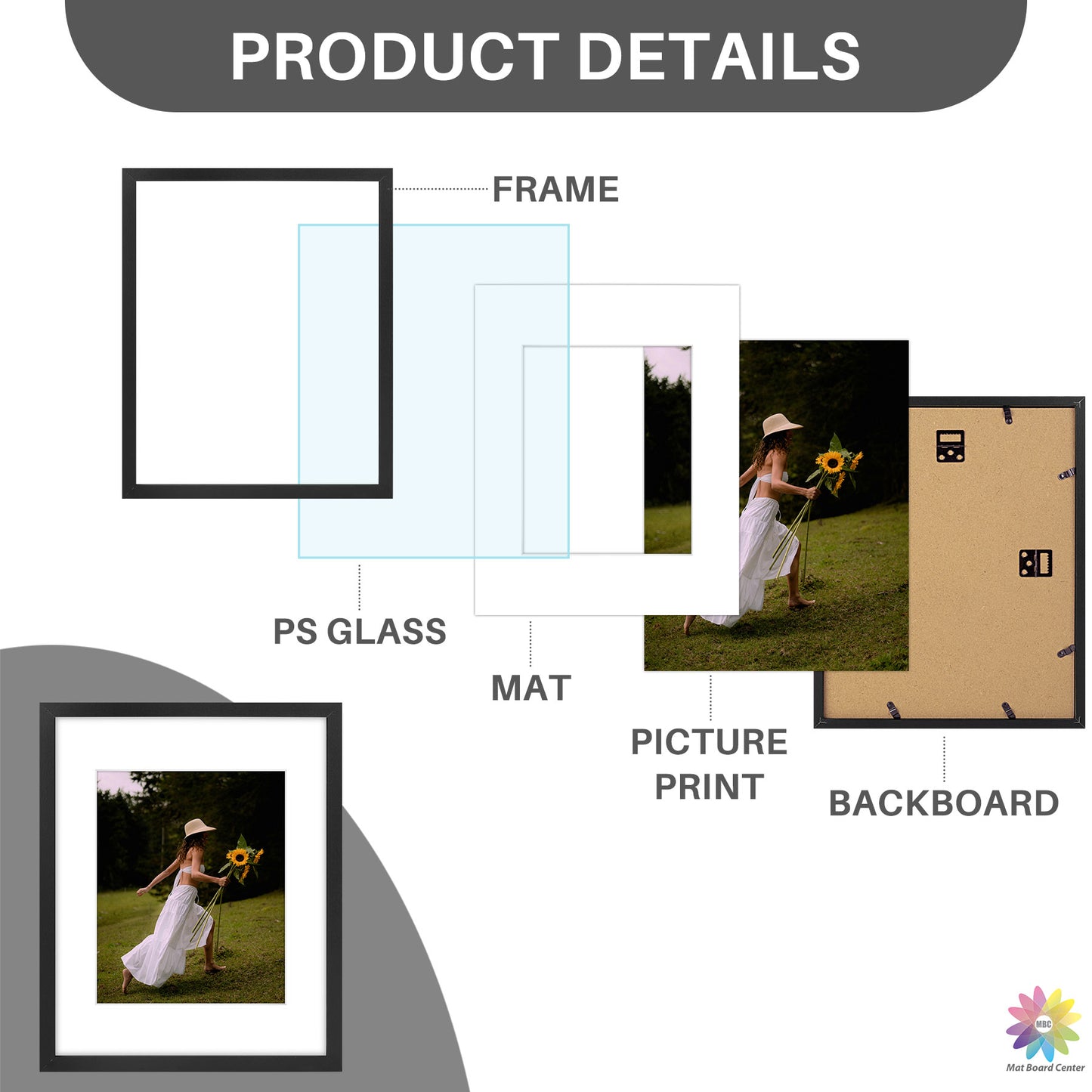Clearance 11x14 Picture Frame for 8x10 Photo with White Mat and Plexiglass (16 Pcs per Box)