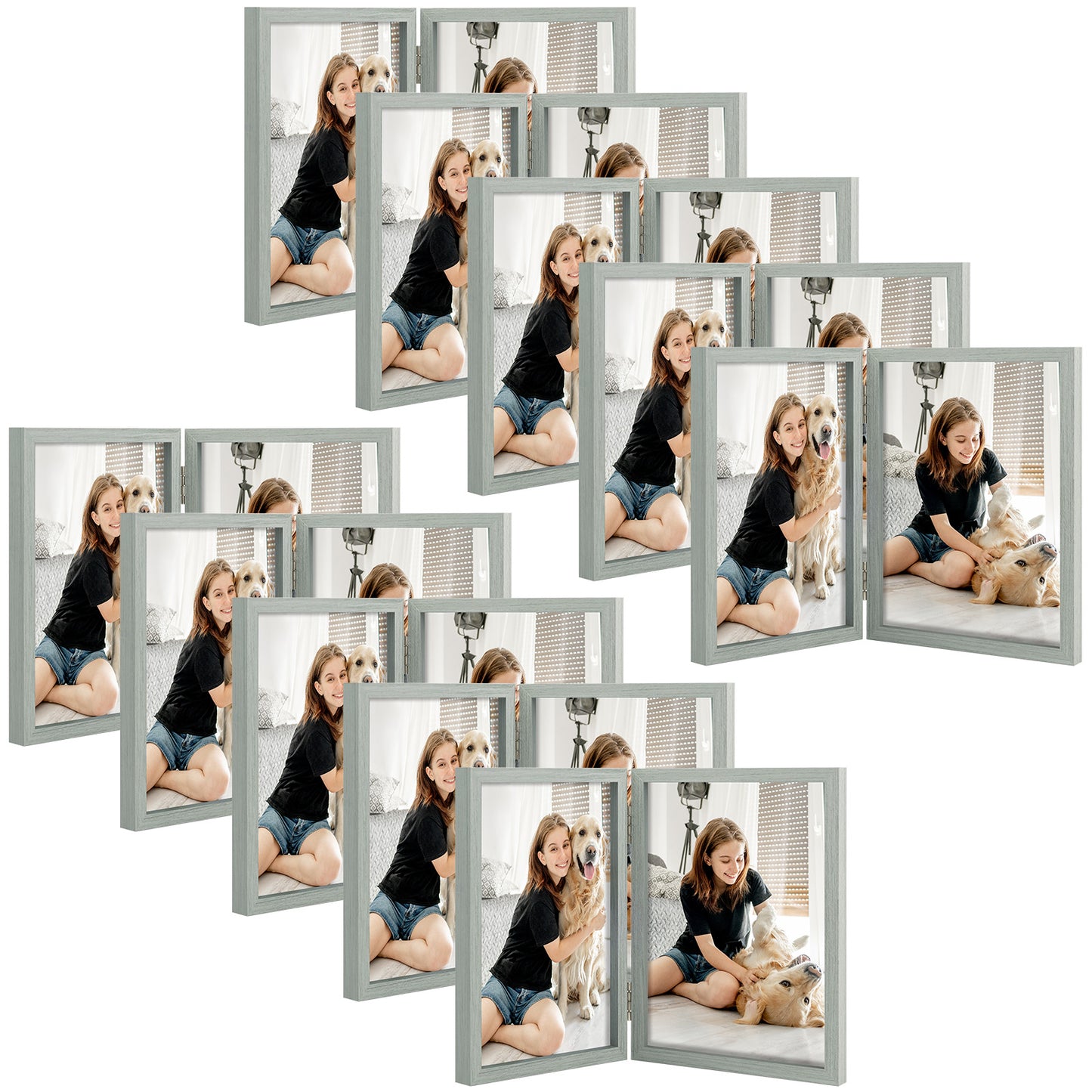 Clearance 5x7 Grey Double Picture Frame (10 Pcs Per Box)