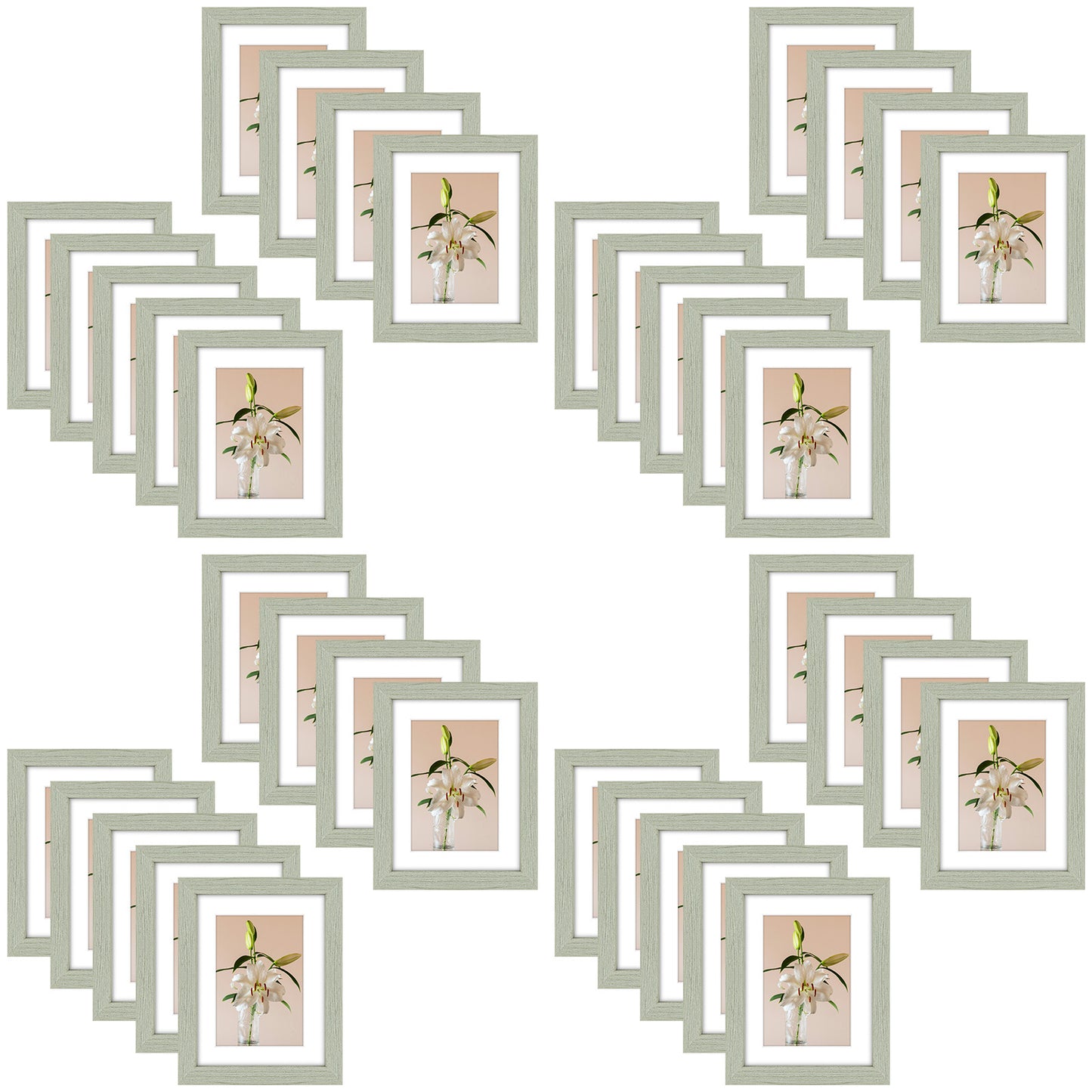 Clearance 6x8 Picture Frame for 4x6 Photo with White Mat and Plexiglass (36 Pcs Per Box) Light Grey