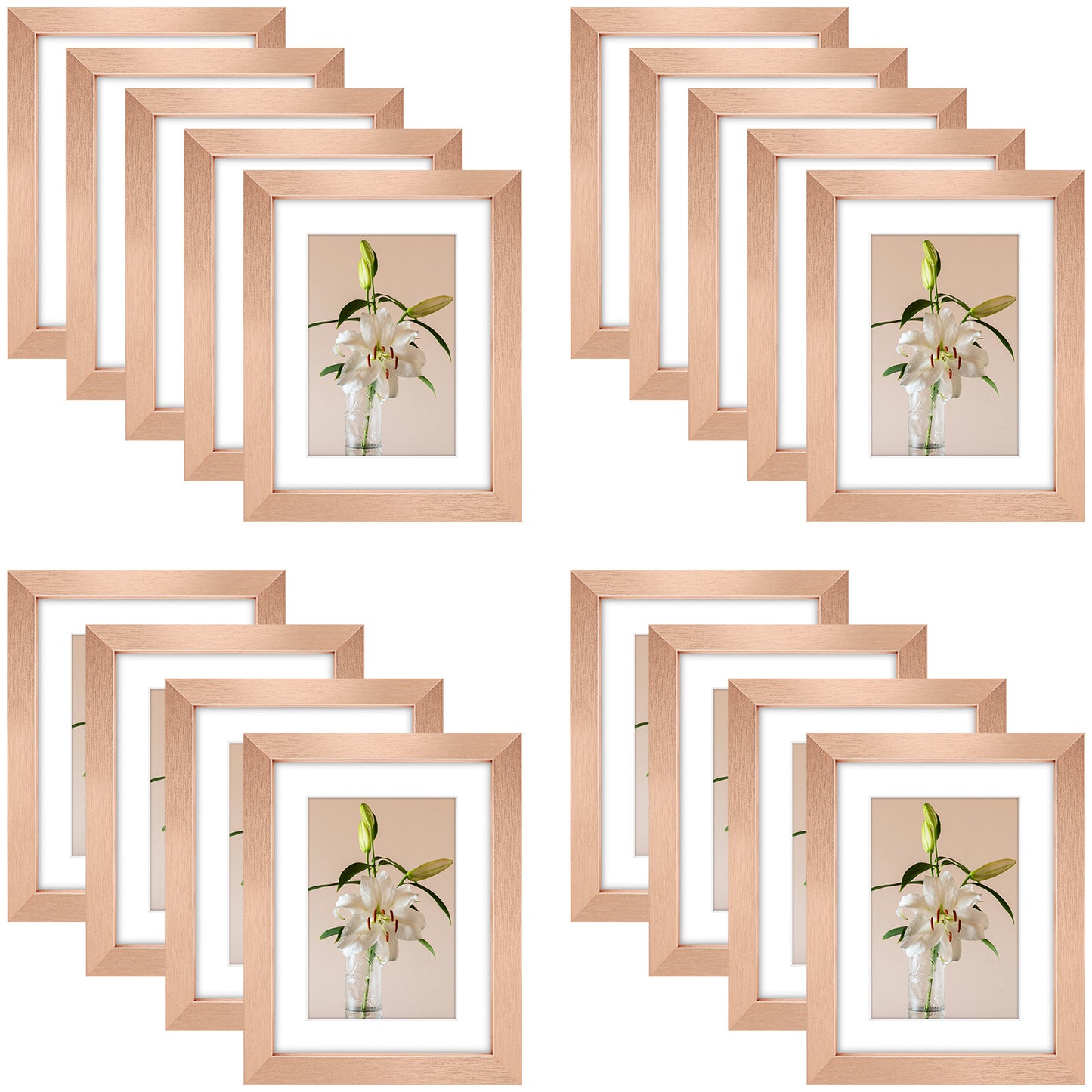 Clearance 6x8 Picture Frames for 4x6 Photo with White Mat and Plexiglass 18 Pack