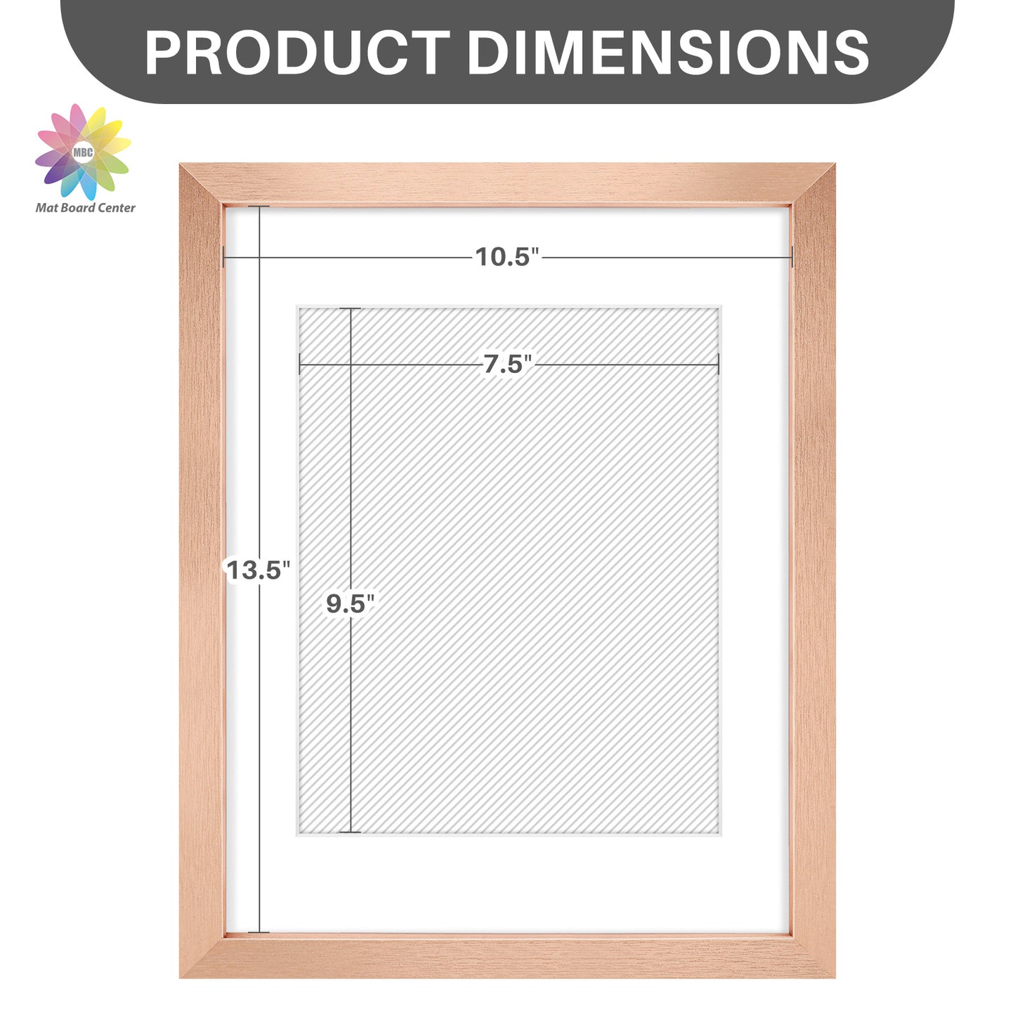 Clearance 11x14 Picture Frame for 8x10 Photo with White Mat and Plexiglass Rose Gold (18 Pcs Per Box)
