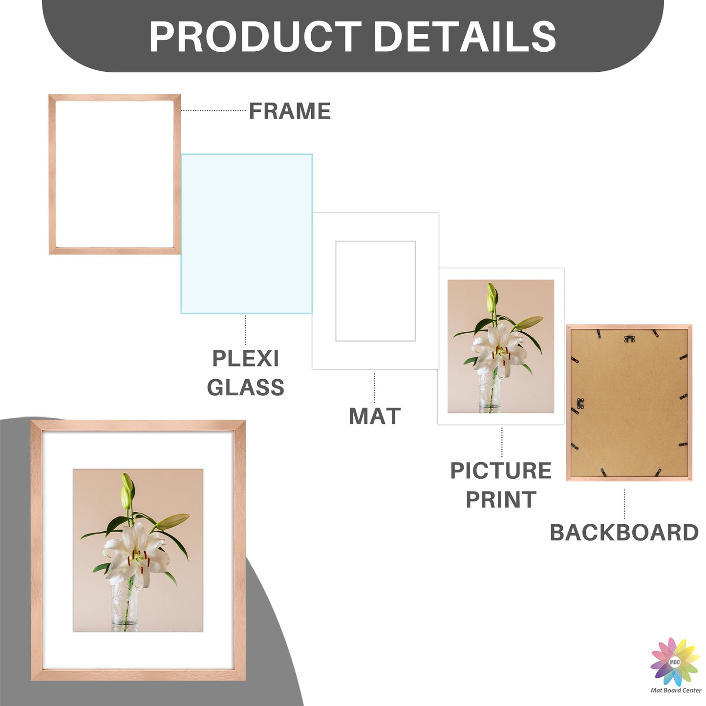 Clearance 16x20 Picture Frames with 11x14 Photo with White Mat and Plexiglass