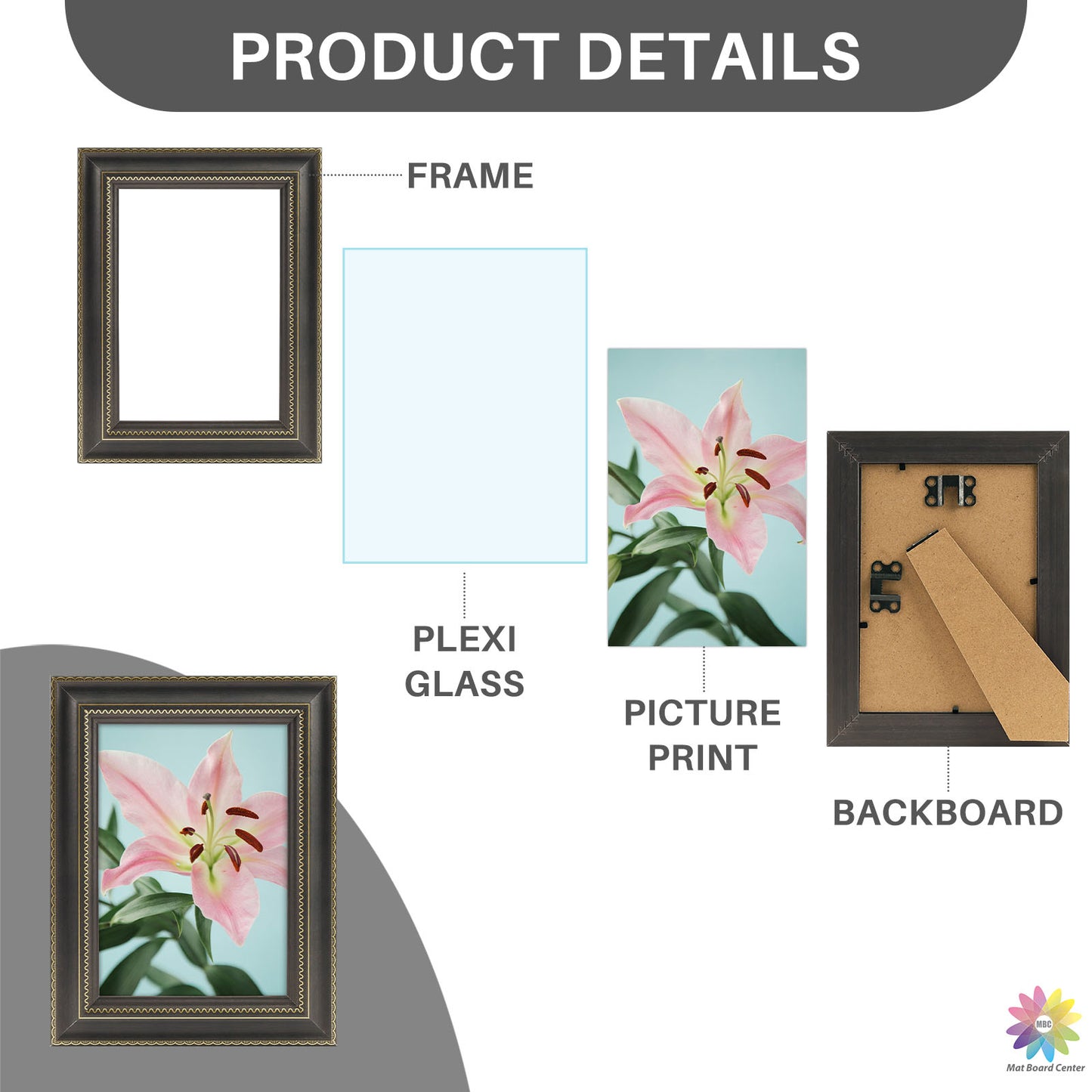 Clearance 5x7 Picture Frame with Plexiglass (18 Pcs Per Box)