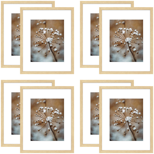 11x14 Picture Frame For 8x10 Picture With White Mat and Plexiglass Beige (8 Pcs per Box)