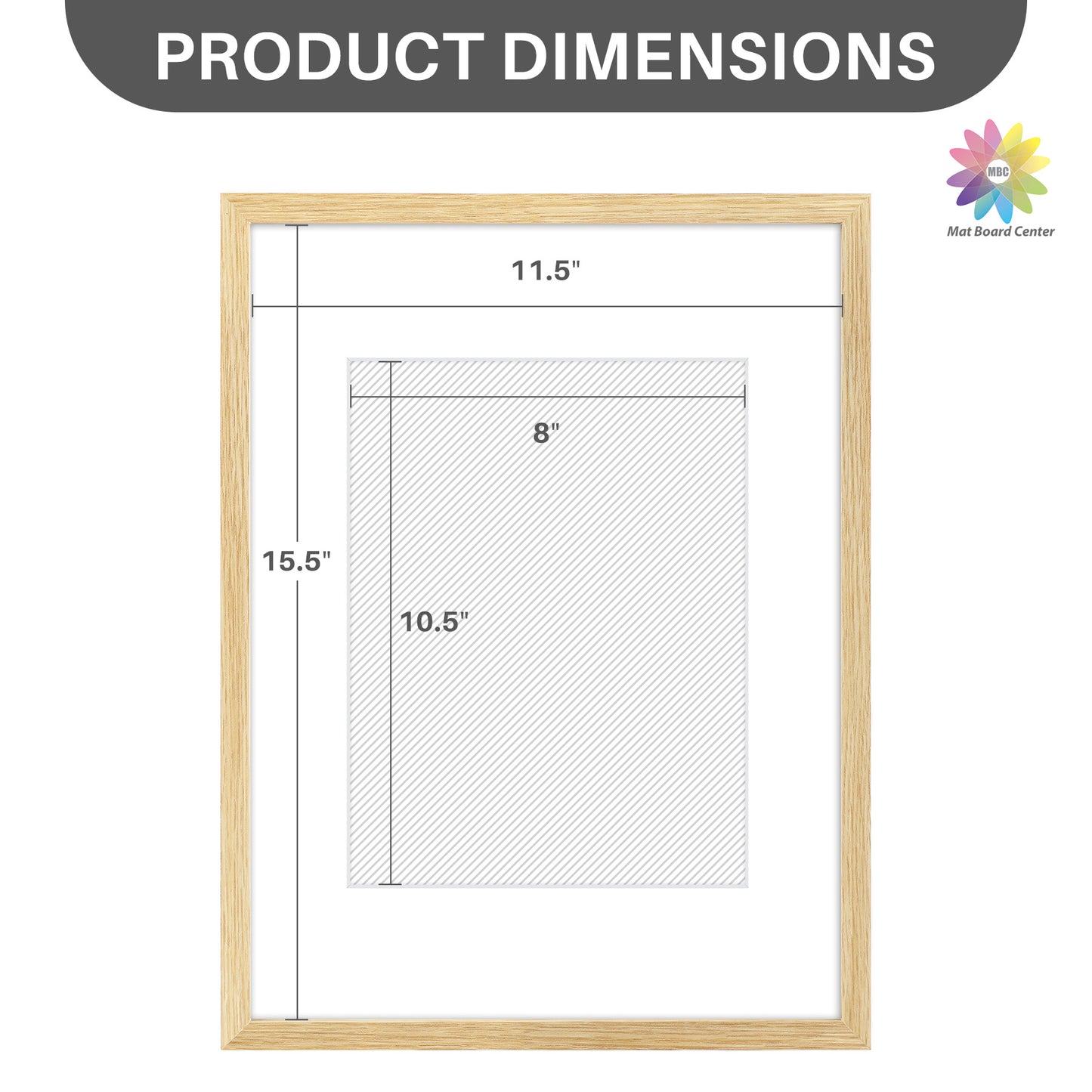 12x16 Picture Frame For 8.5x11 Picture With White Mat and Plexiglass Beige (8 Pcs per Box)
