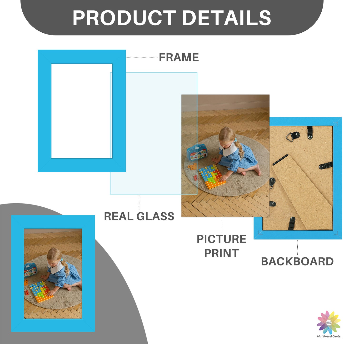 4x6 Picture Frame With Real Glass Blue (12 Pcs per Box)
