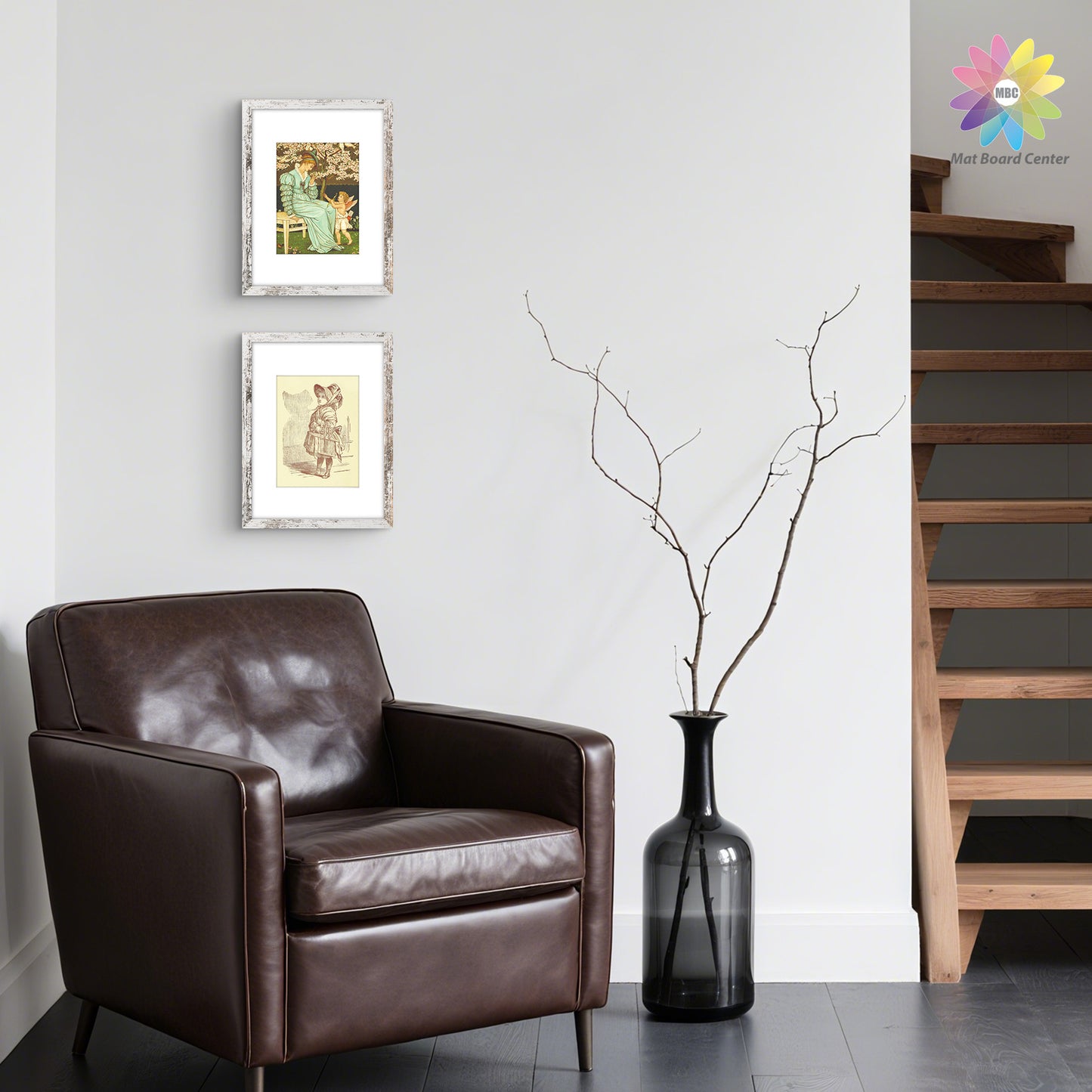 9x12 Rustic White Picture Frame for 6x8 Photo with White Mat and Plexiglass (16 Pcs per Box)