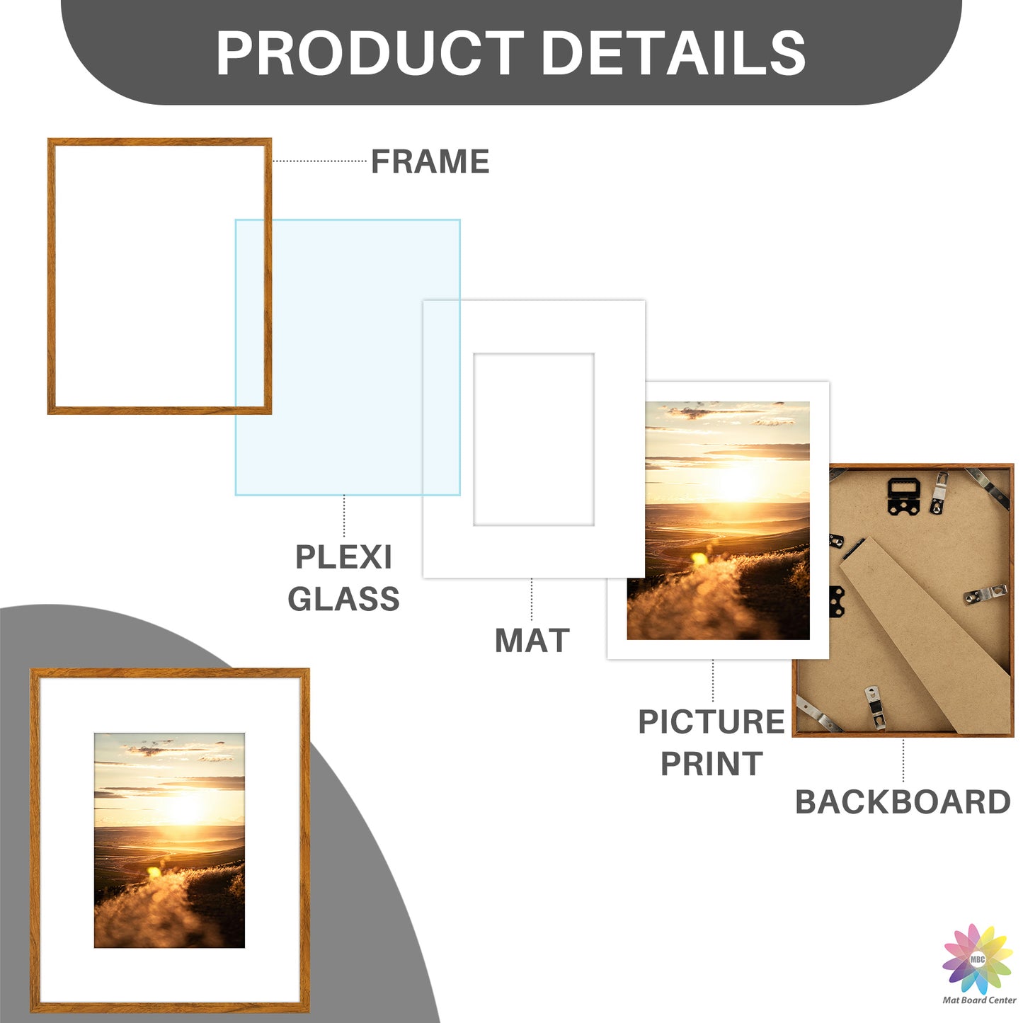 Clearance 8x10 Aluminum Picture Frames with White Mat for 5x7 Photo (12 Pcs Per Box)