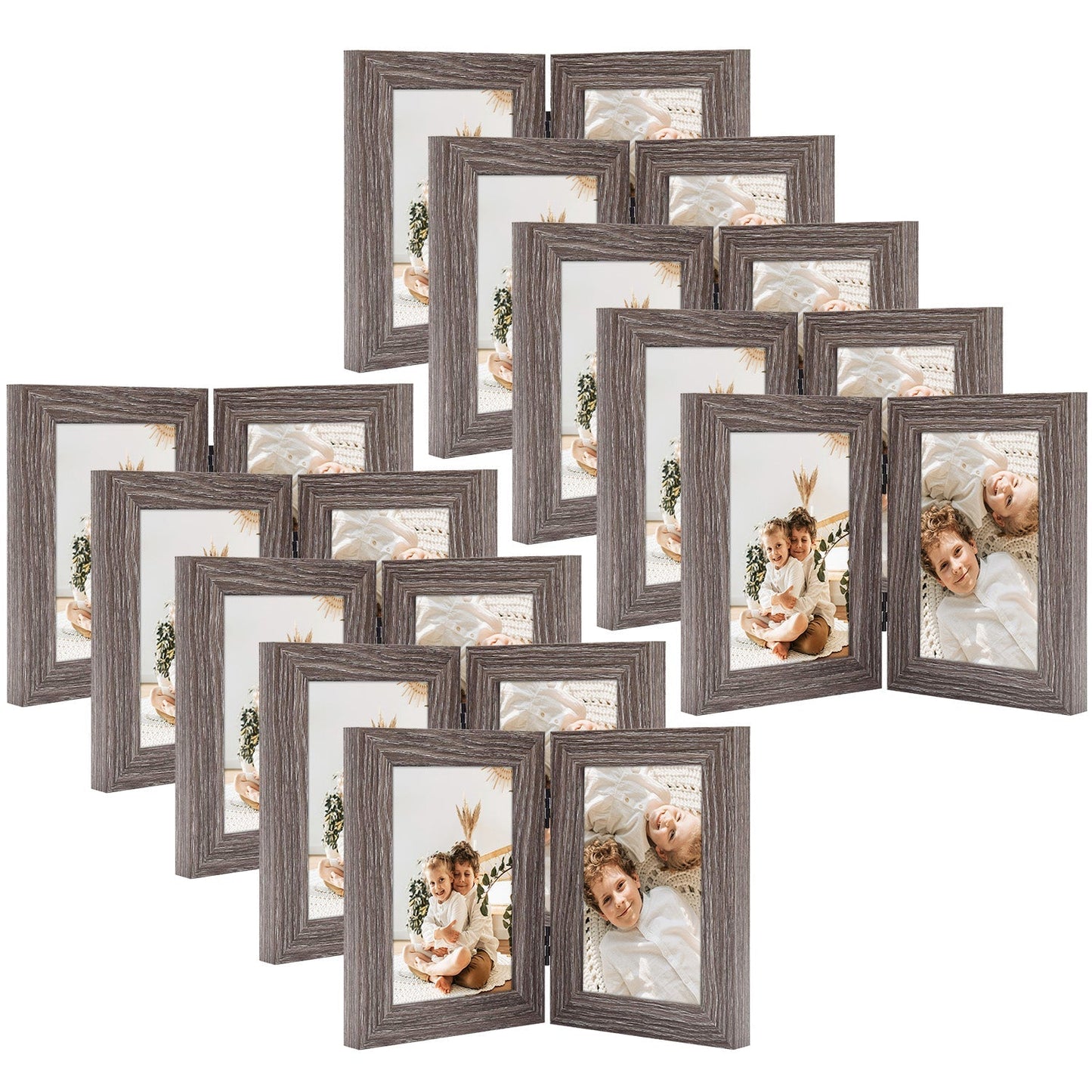 Double Picture Frame For 4x6 Photo Hinged Frames (10 Pcs Per Box) Grey