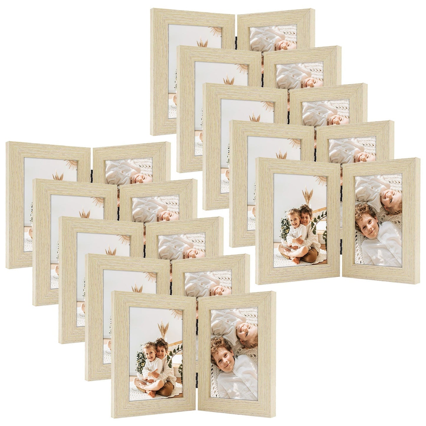Double Picture Frame For 4x6 Photo Hinged Frames (10 Pcs Per Box) Beige