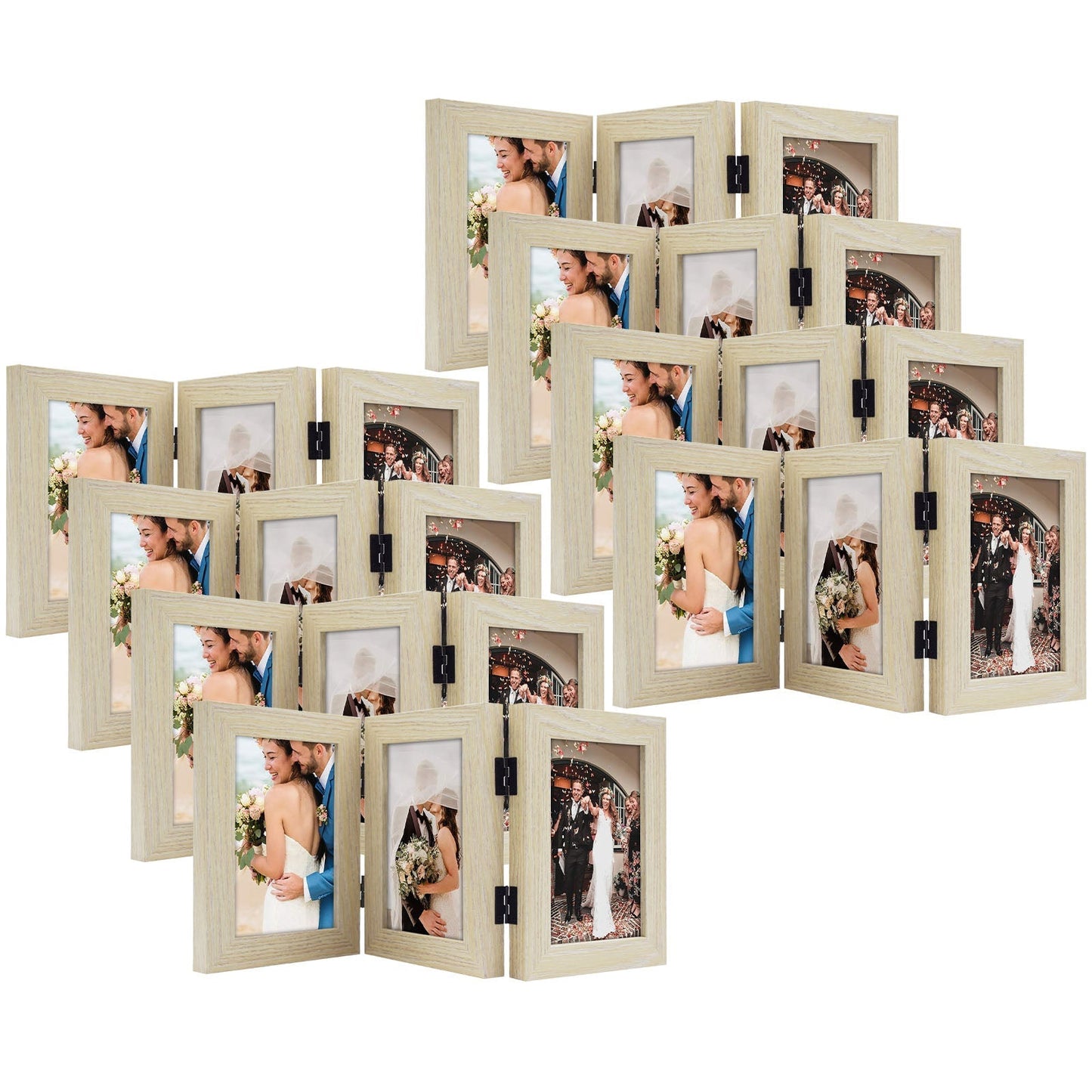 Three Picture Frame for Three 4x6 Pictures (8 Pcs per Box) Beige