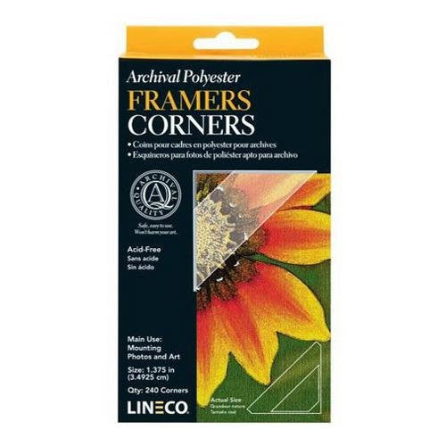 Lineco Archival Polyester Mounting Corners Pack of 240 Pressure Sensitive Adhesive 1.375 in.