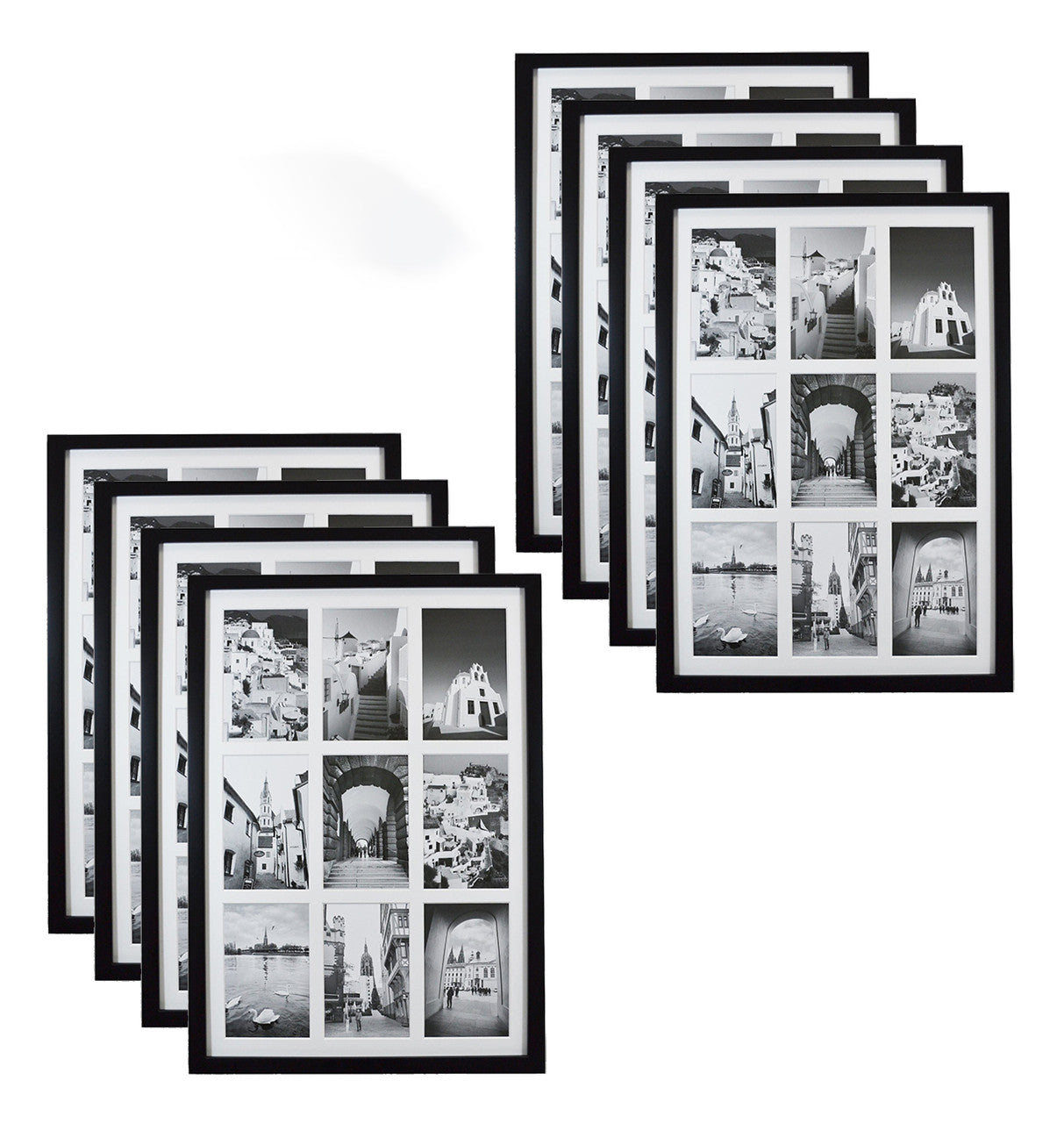 13.6x19.7 Collage Picture Frames for Nine 4x6 Pictures Black Wood Frames(8 Pcs per Box)