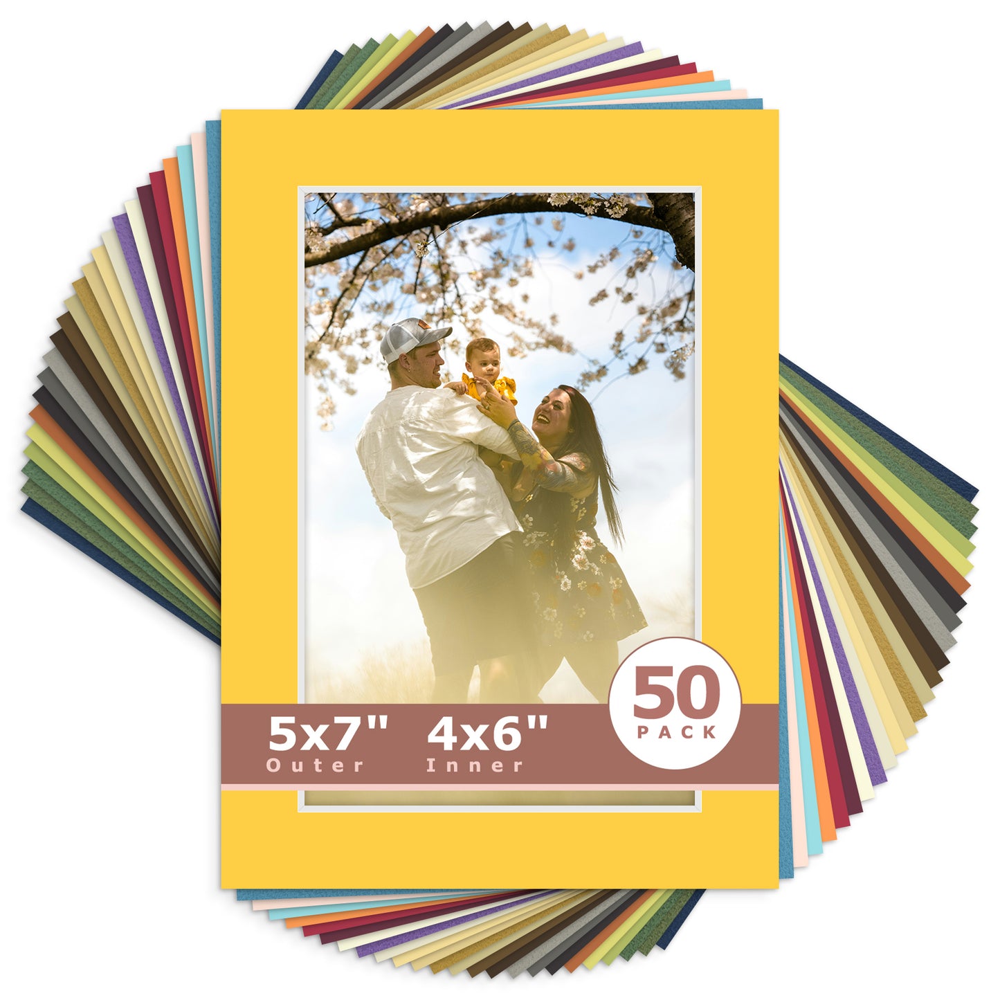 5x7 Mixed Color Mats For 4x6 Picture-Pack of 50