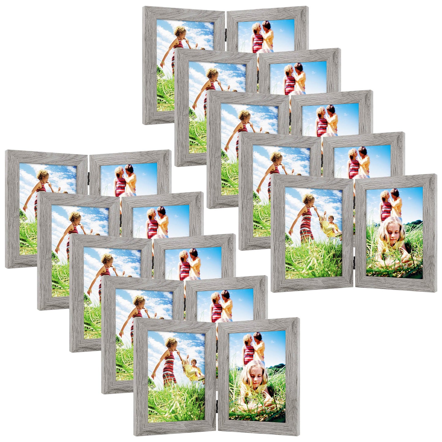 Double Picture Frame for 5x7 Picture (10 Pcs Per Box) Light Grey