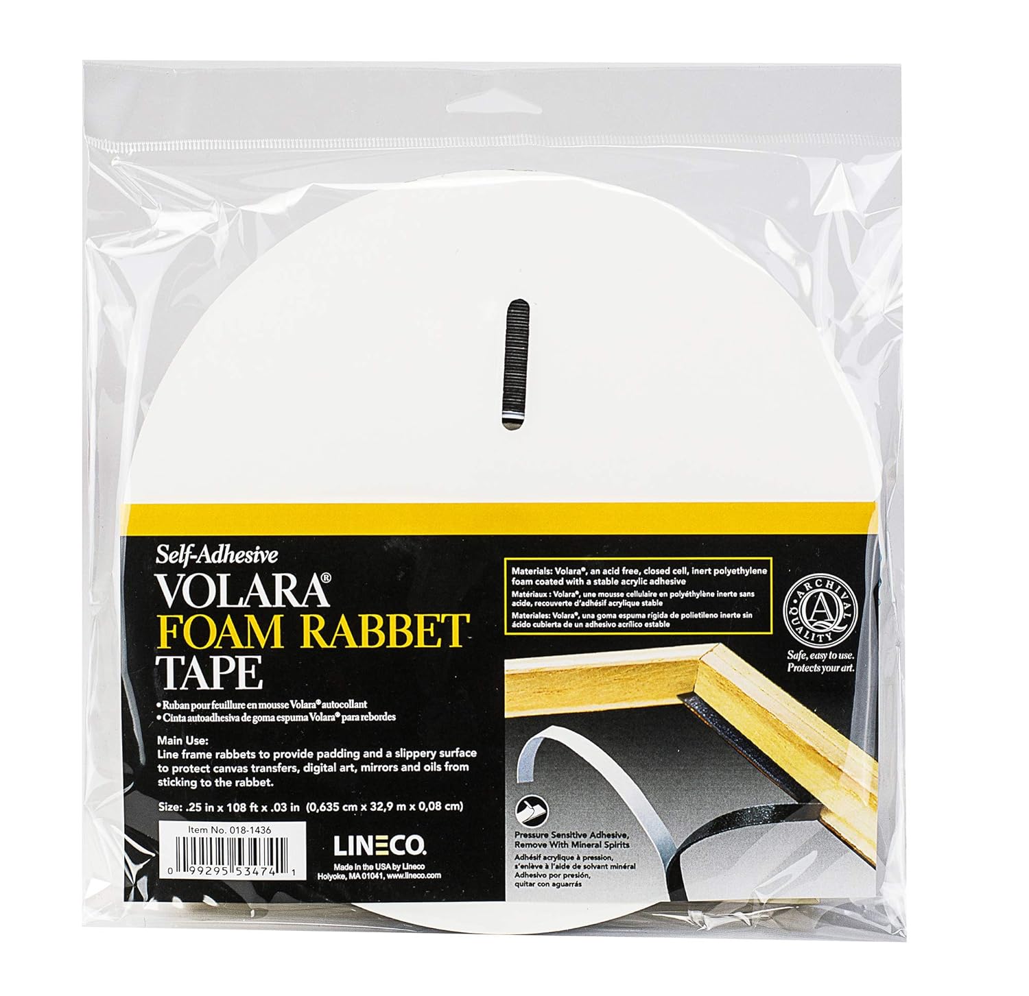 Lineco Foam Rabbet Tape 1/4 inch Wide 36 Yards