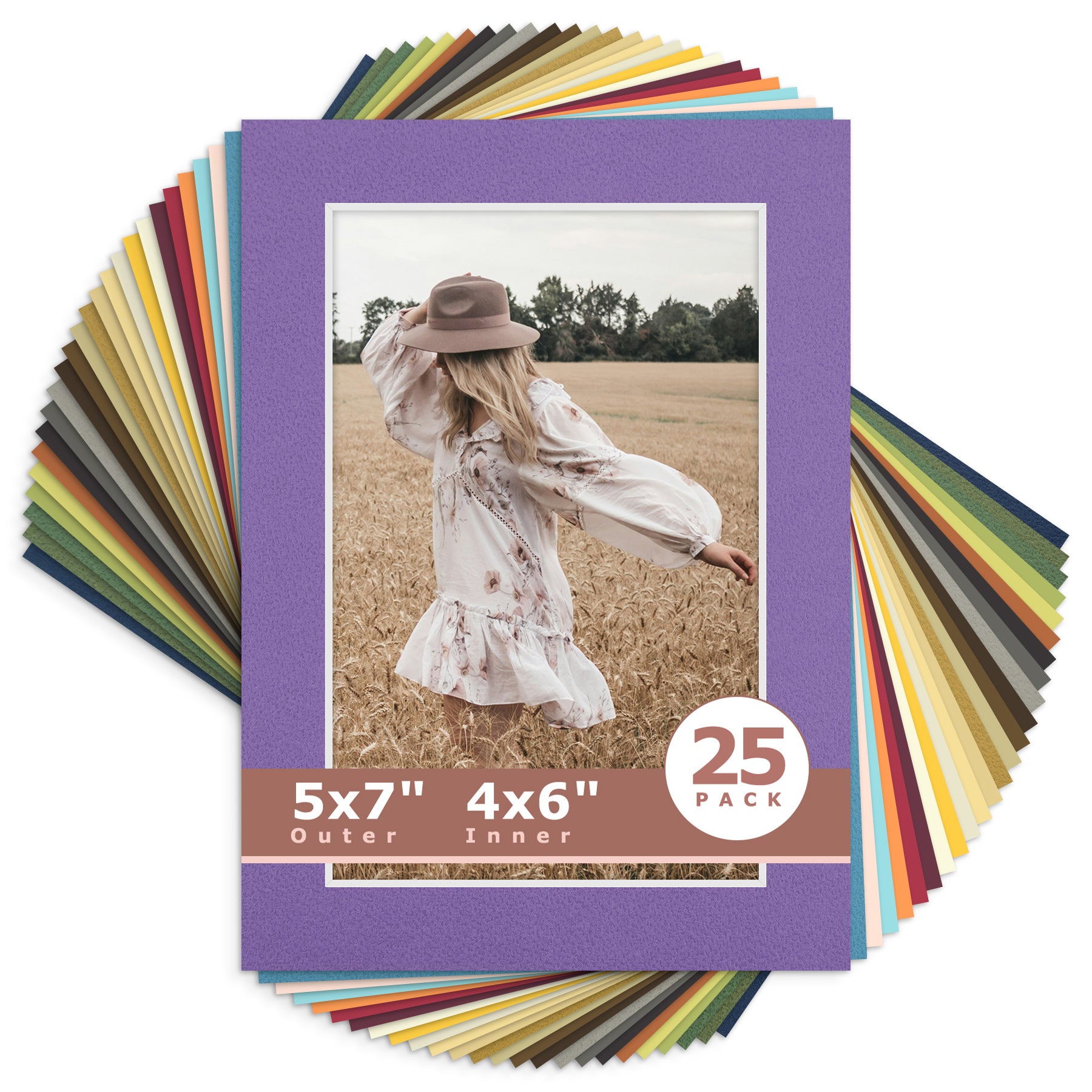 5x7 Mixed Color Mats For 4x6 Picture-Pack of 25