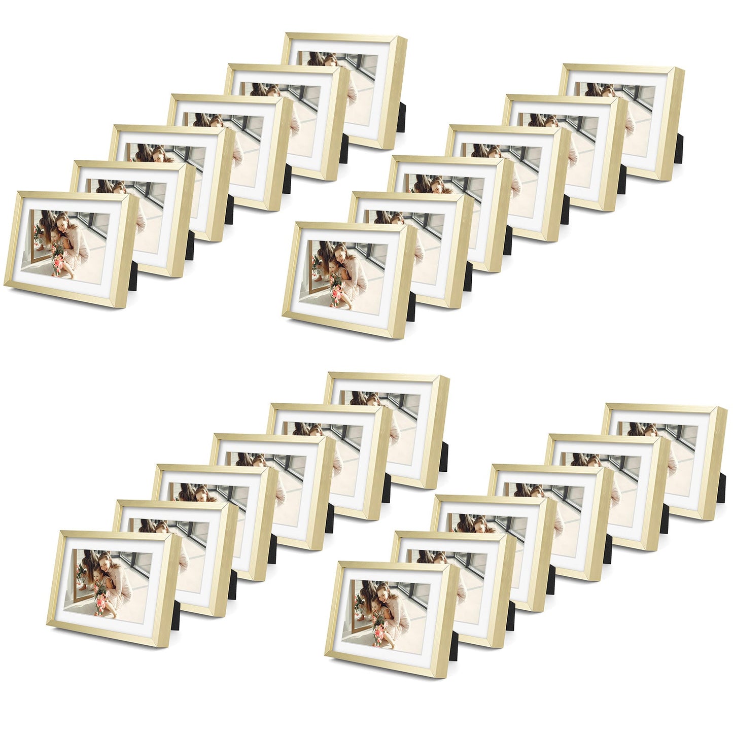 5x7 Metal Frame for 4x6 Photo with White Mat (24 Pcs Per Box) Gold