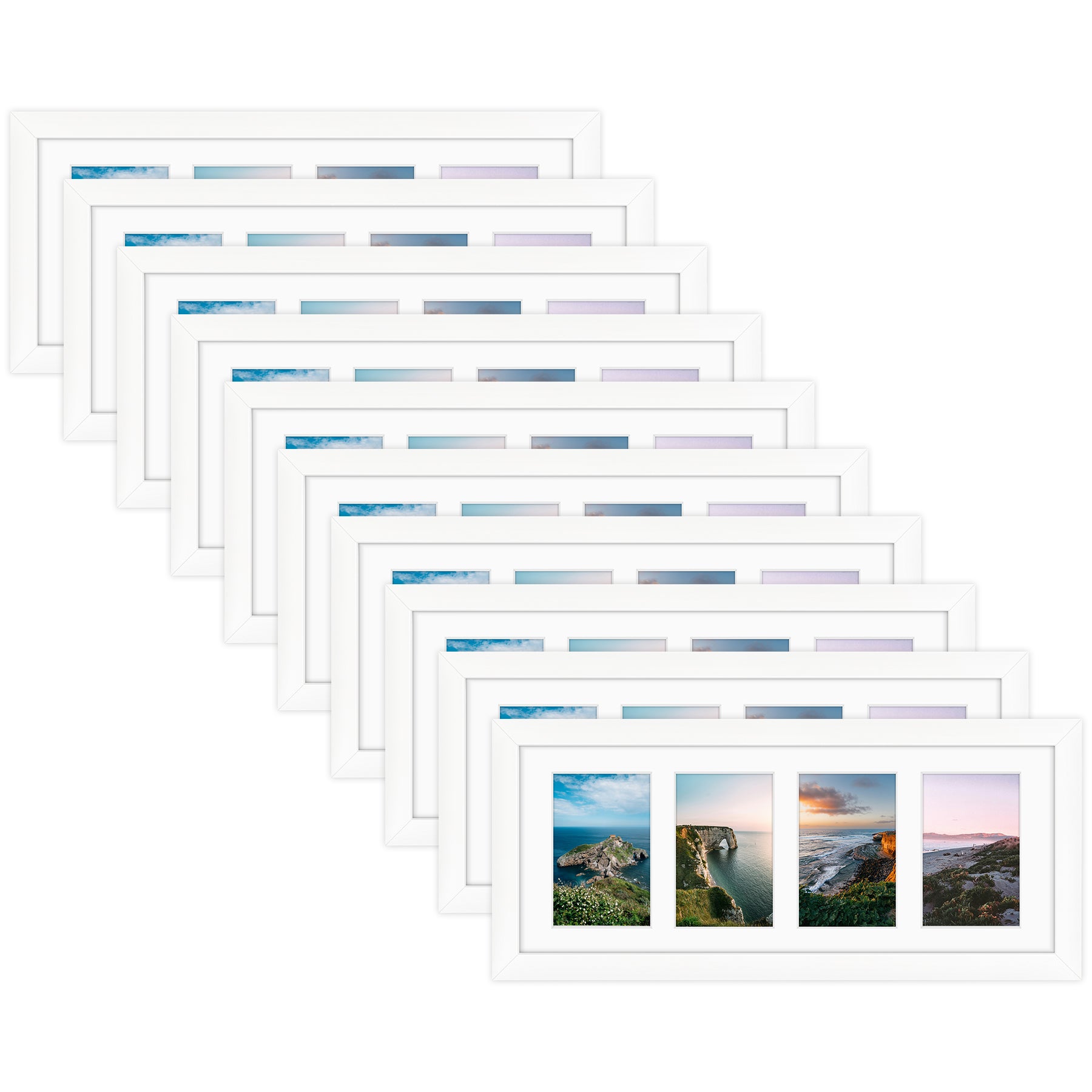 Clearance 8x20 Collage Picture Frames for Four 4x6 Picture Wood Frame (10 Pcs per Box) White