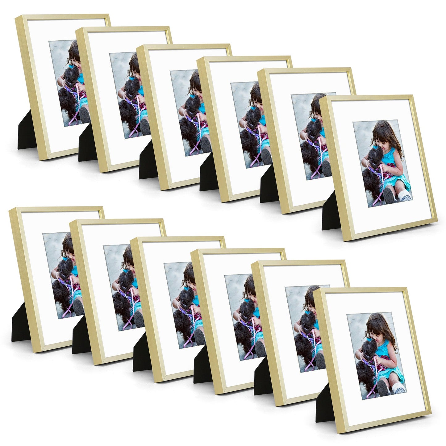 8x10 Metal Frame for 5x7 photo with White Mat (12 Pcs Per Box) Gold