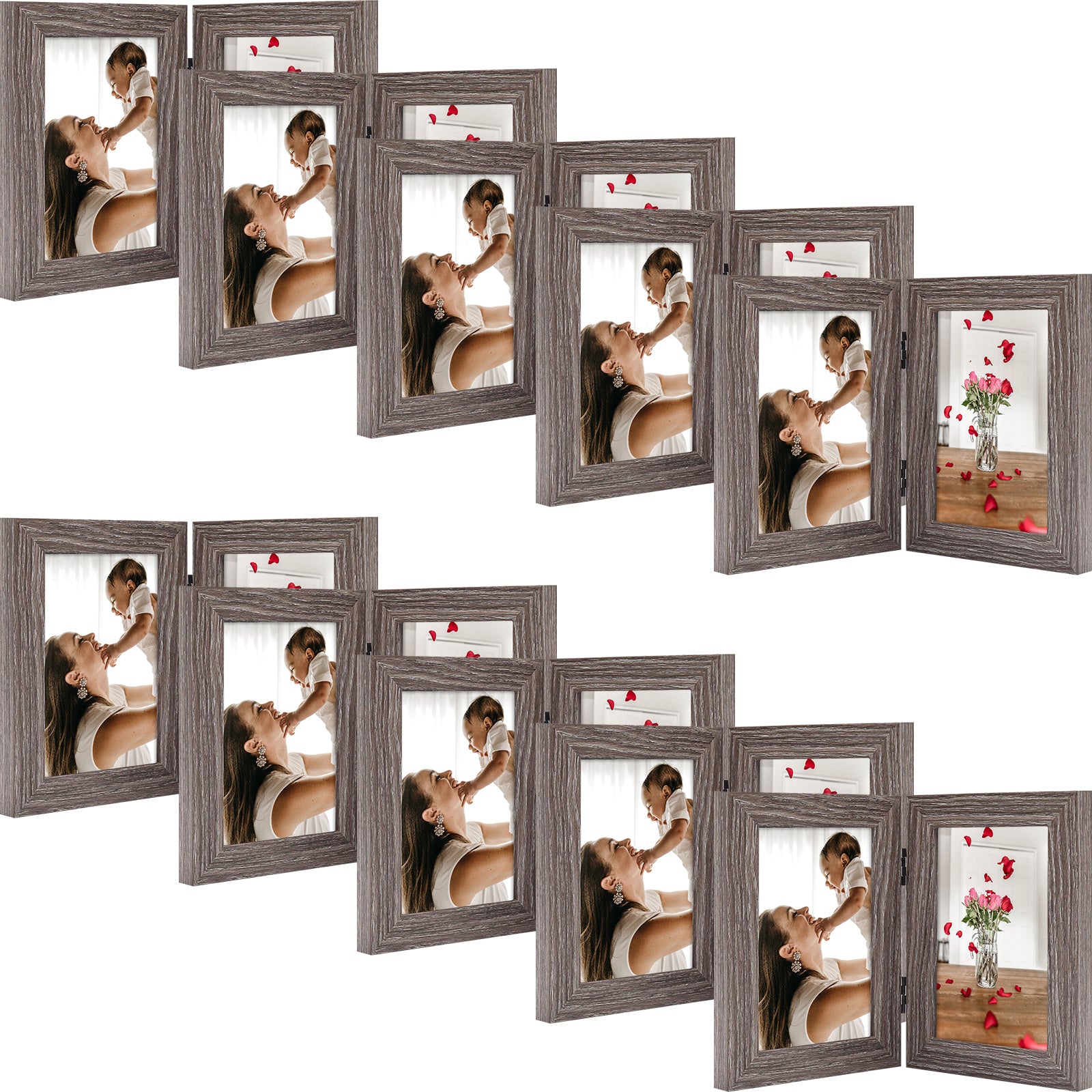 Pack of 10, Double Picture Frame For 4x6 Photo Hinged Frames– Mat Board ...