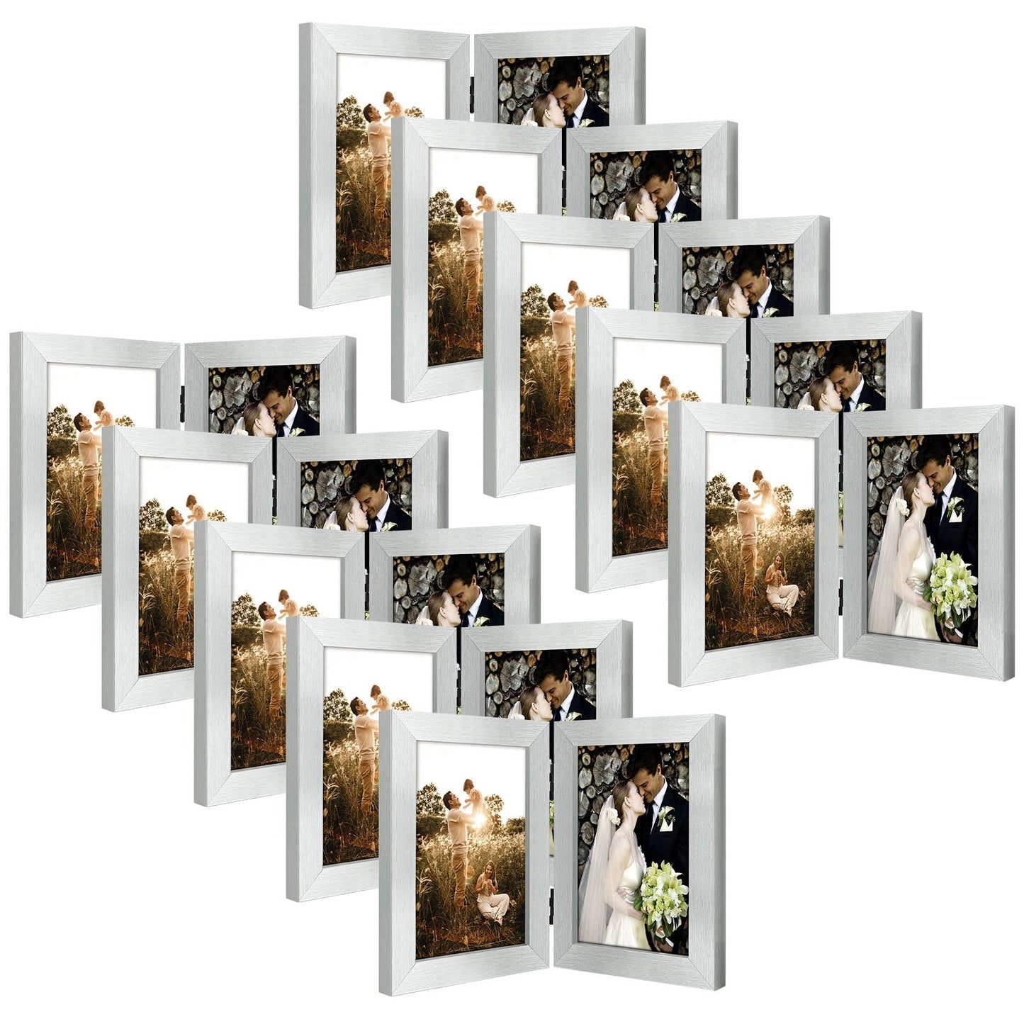 Double Picture Frame for 5x7 Picture (10 Pcs Per Box) Silver