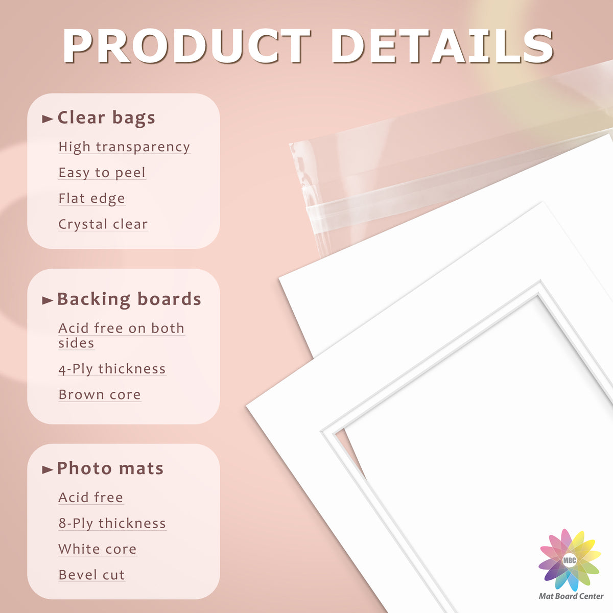 10 Pack 11x14 Double Mat For 8x10 Photos + Backing + Bag