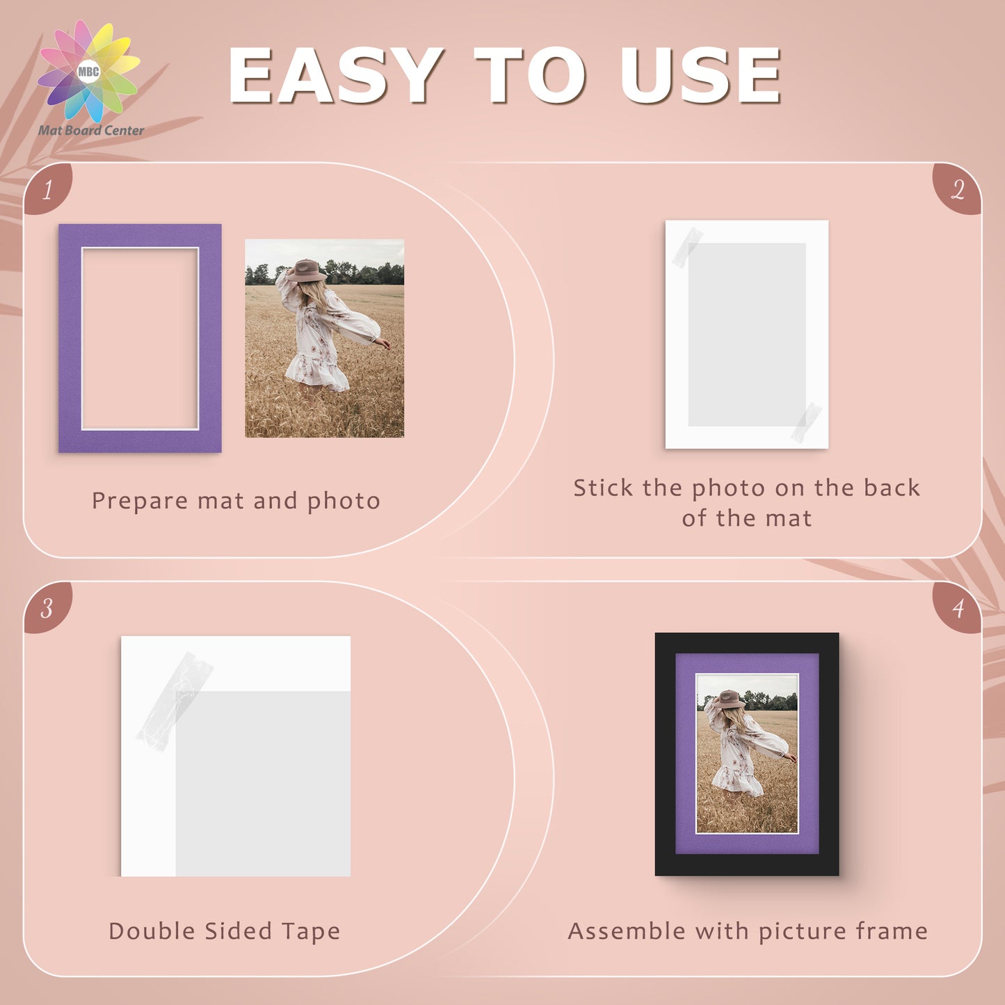 5x7 Mixed Color Mats For 4x6 Picture-Pack of 25