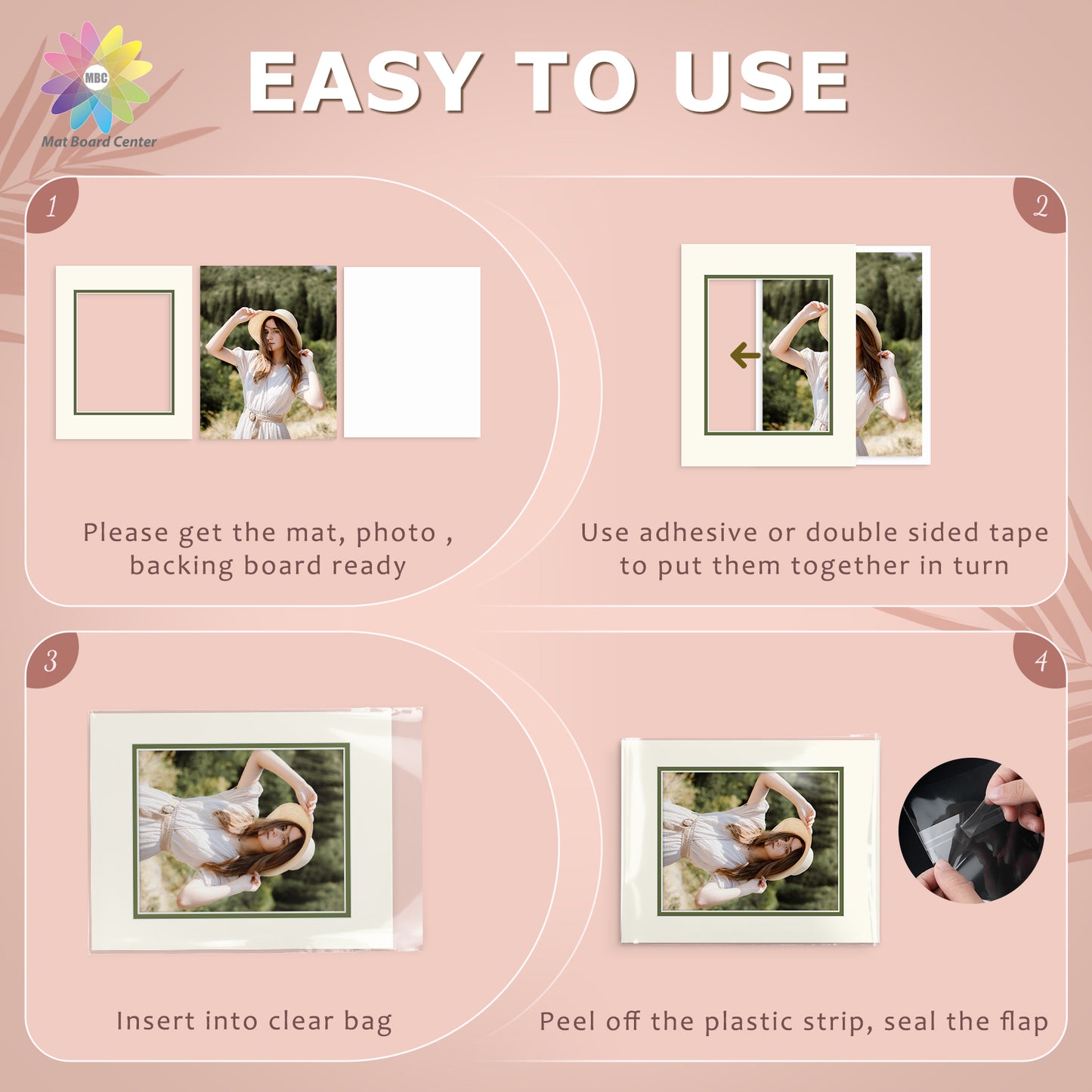 10 Pack 11x14 Ivory Turret Over Green Double Mat For 8x10 Photos + Backing + Bag
