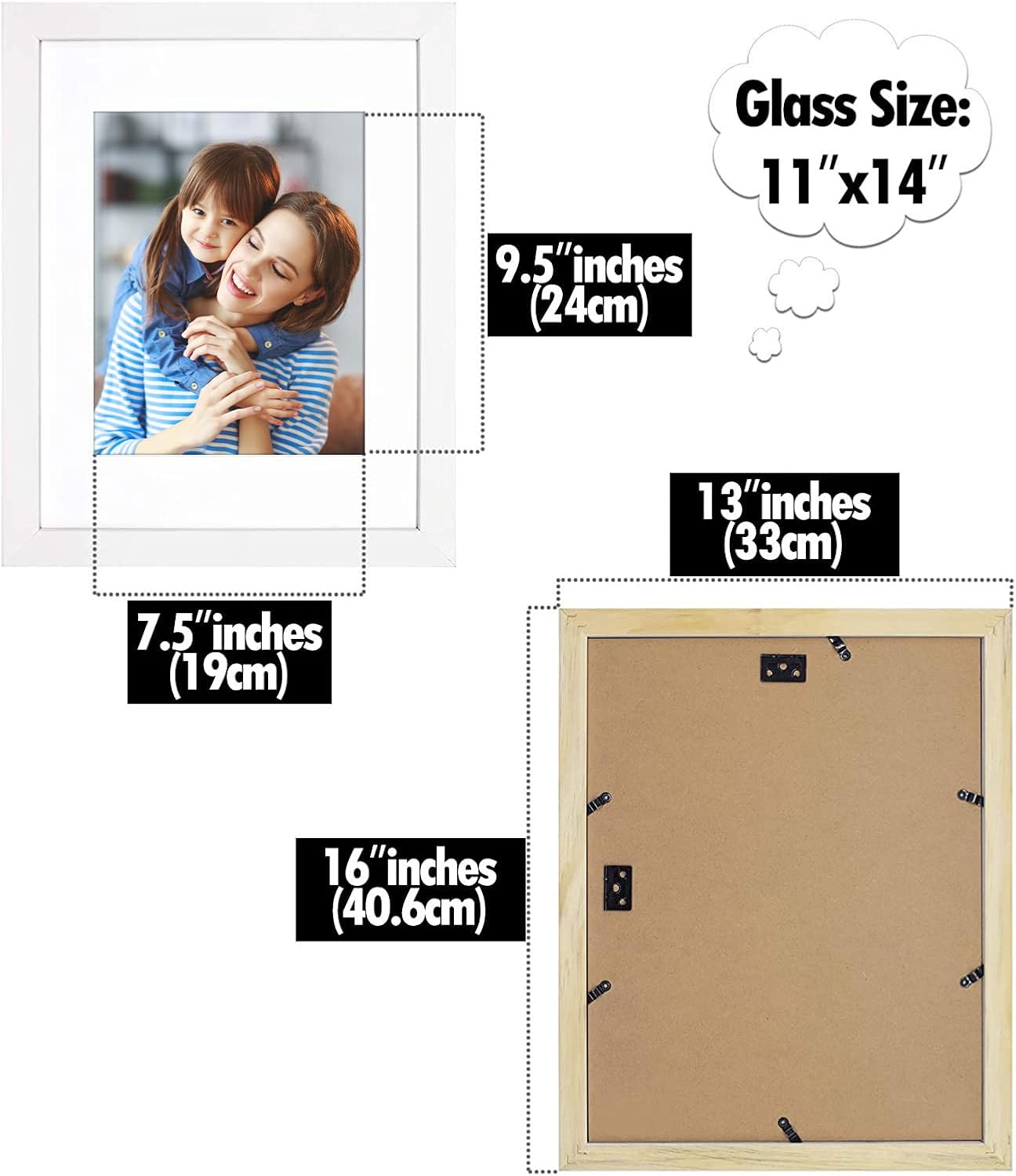 Pack of 10, 11x14 Wood Frame with Mat for 8x10 picture