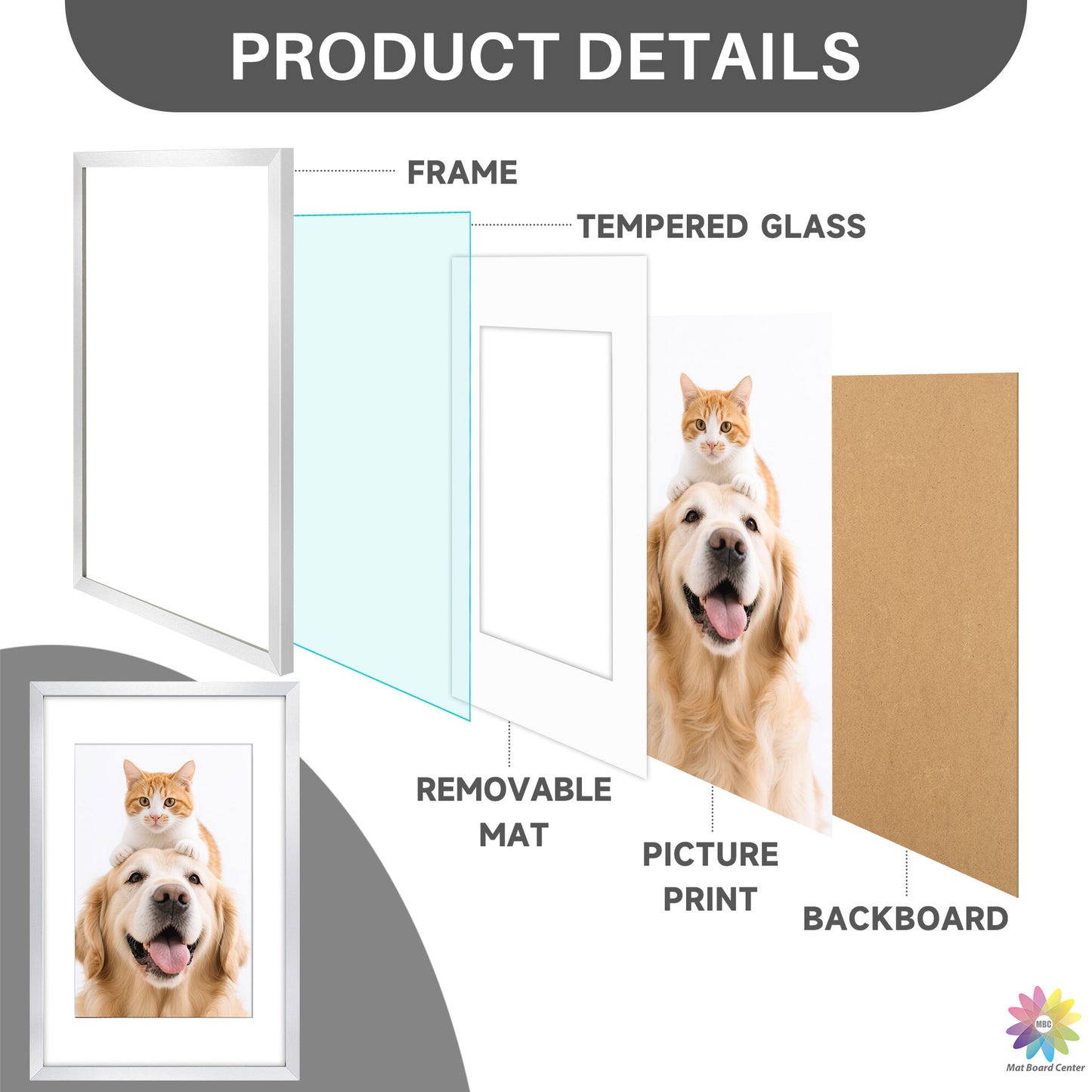 Clearance 16x24 Picture Frame for 12x18 Picture with White Mat (6 Pcs per Box)